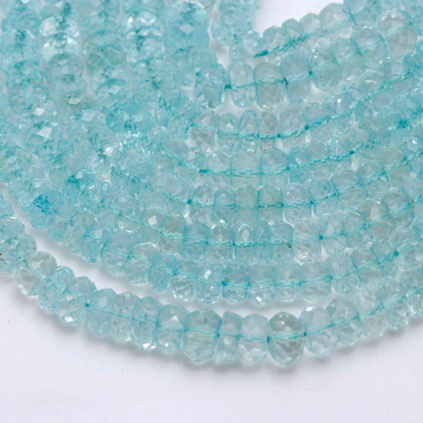 100% Natural Blue Topaz Faceted Rondelle Beads, Geniun 5-6 MM Sky Blue Topaz Beads, Rare BT Rondelle Beads Faceted Blue Topaz Rondelle Bead