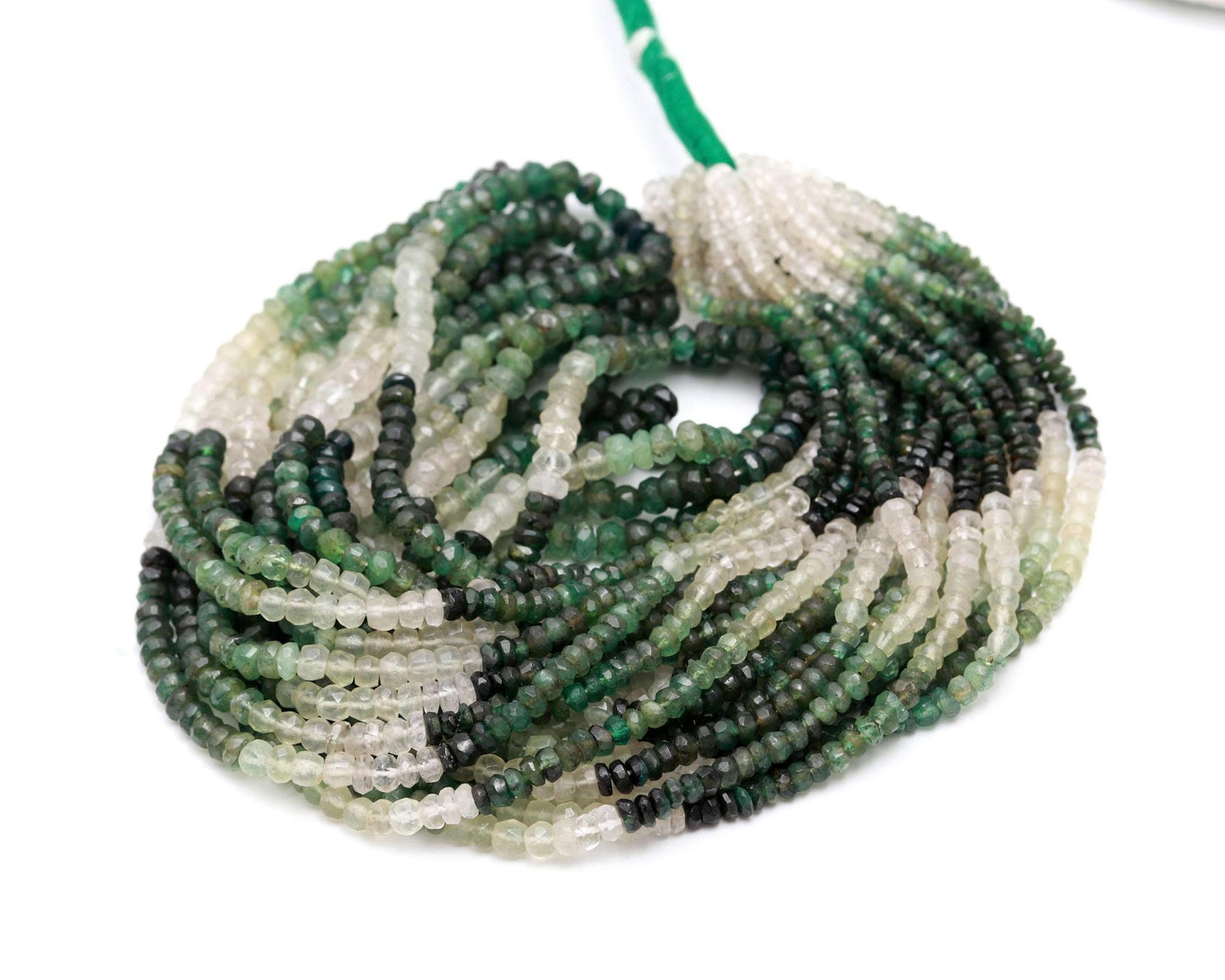 Emerald Shaded Faceted Rondelle Natural Emerald Shaded Faceted 3-4.5 MM Gemstone Beads for Handmade Designer Jewelry Necklace Making Craft