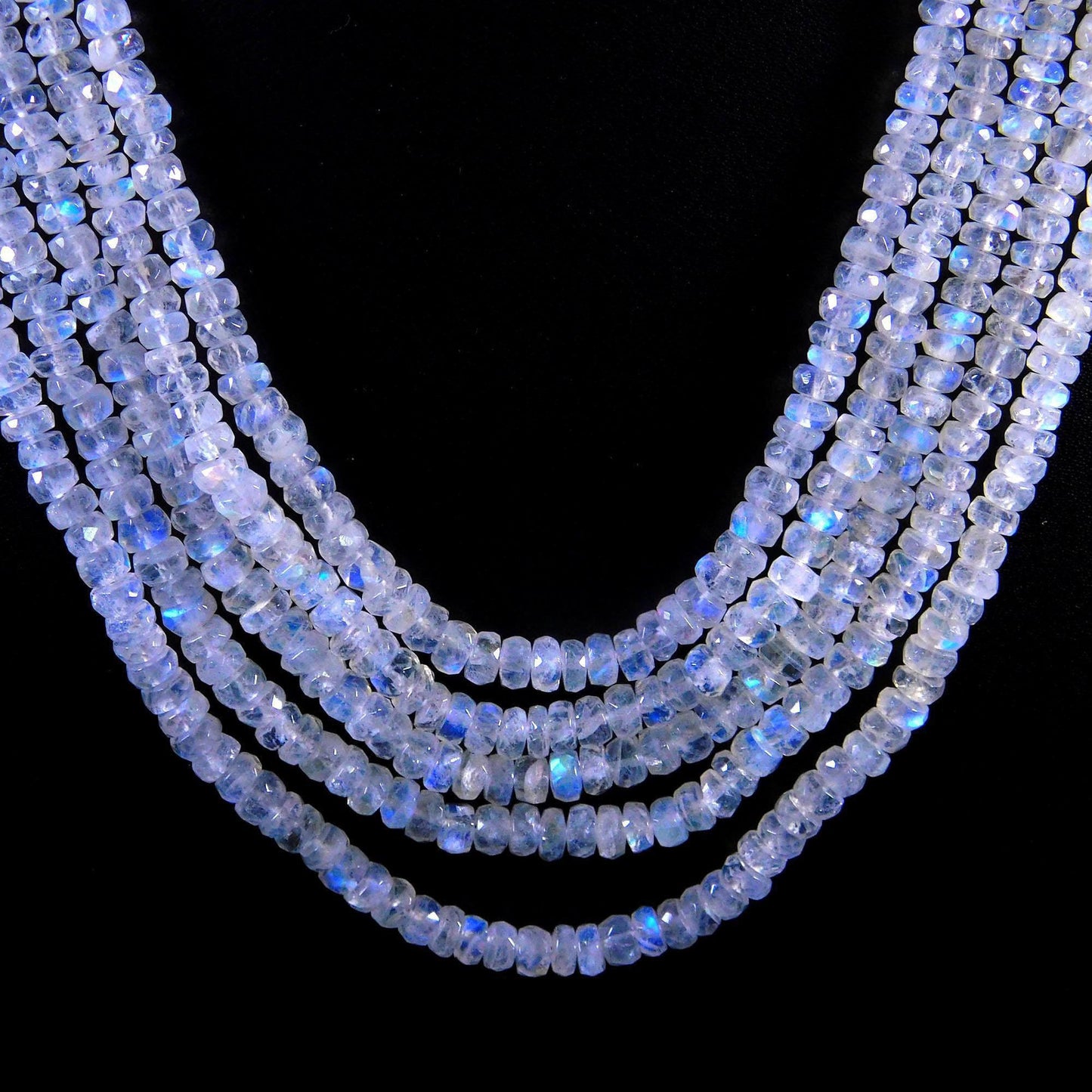 5 Strands Multi Flash White Rainbow Moonstone Faceted Rondelle 4-5 MM Gemstone Beads Natural Flash Rainbow Rondelle Beads Jewelry Necklace