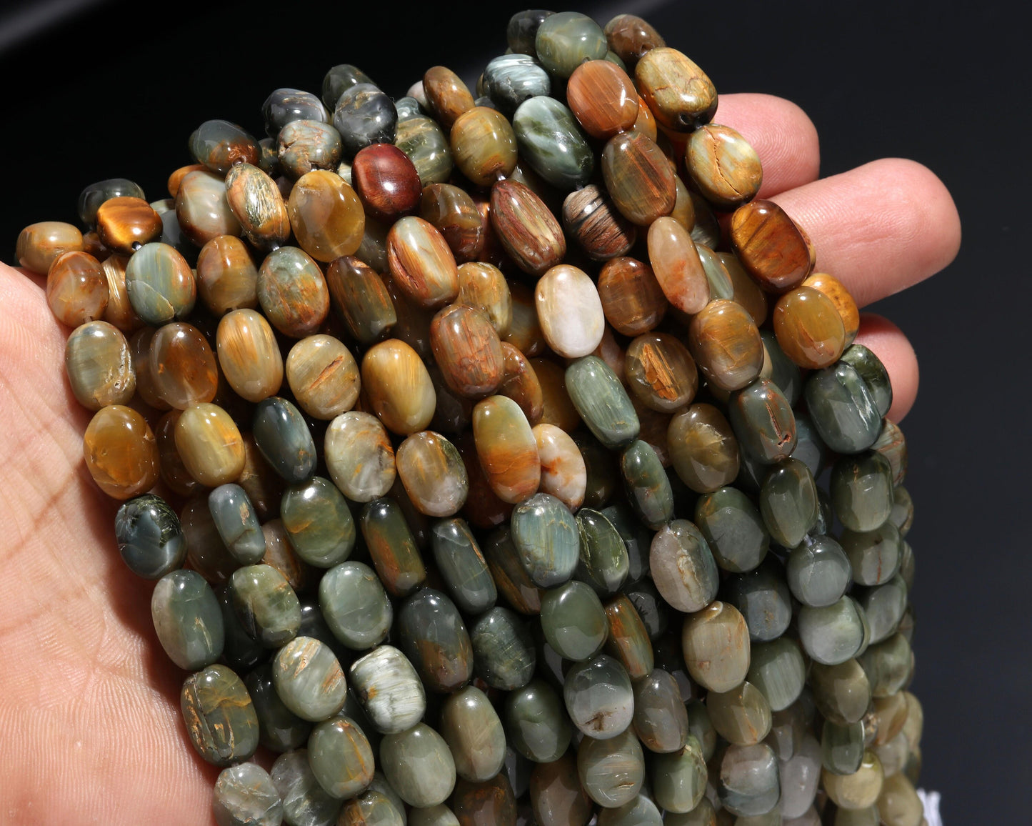 Cat's Eye Smooth Oval Beads 7x10-8x12 MM Natural Cat's Eye Oval Plain Beads for Handmade Designer Jewelry Necklace Bracelet Pendant Making