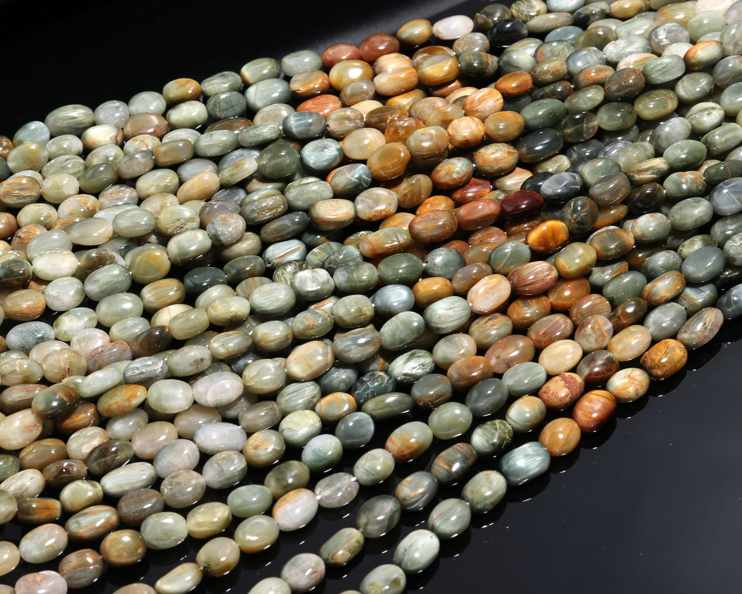 Cat's Eye Smooth Oval Beads 7x10-8x12 MM Natural Cat's Eye Oval Plain Beads for Handmade Designer Jewelry Necklace Bracelet Pendant Making