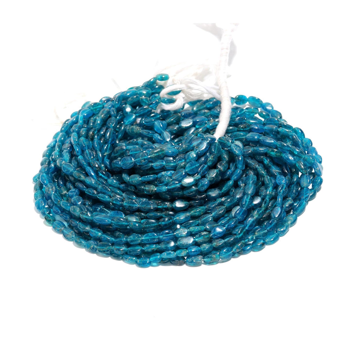 Natural Neon Apatite Smooth Oval Beads, Neon Apatite 4x6 - 5x7 MM Oval Beads, 13" Apatite Beads Strand