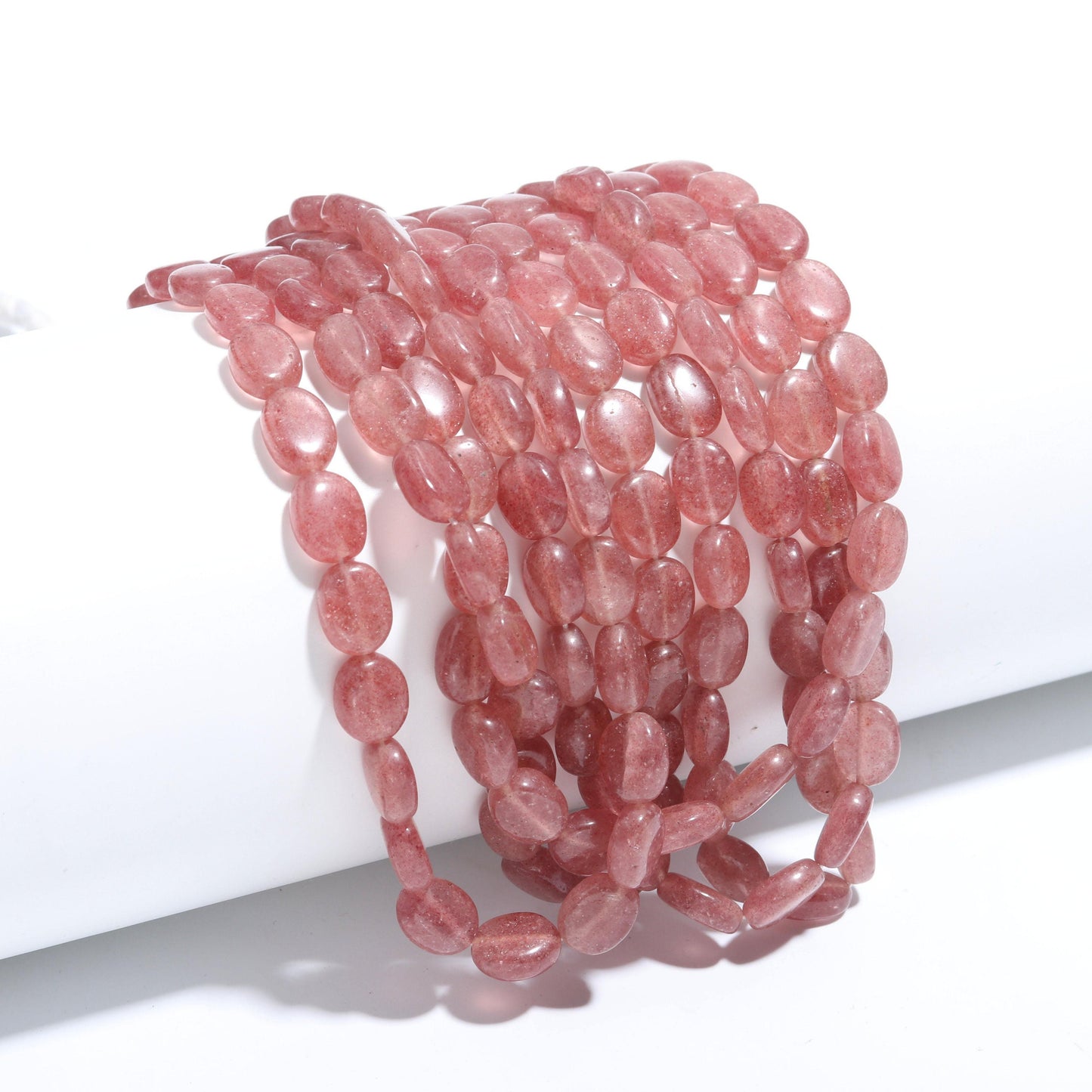 Pink Strawberry Smooth Oval Shape Beads 8x11 MM Natural Strawberry Beads 15" Strand for Jewelry Designer Necklace Pendant Bracelet Making