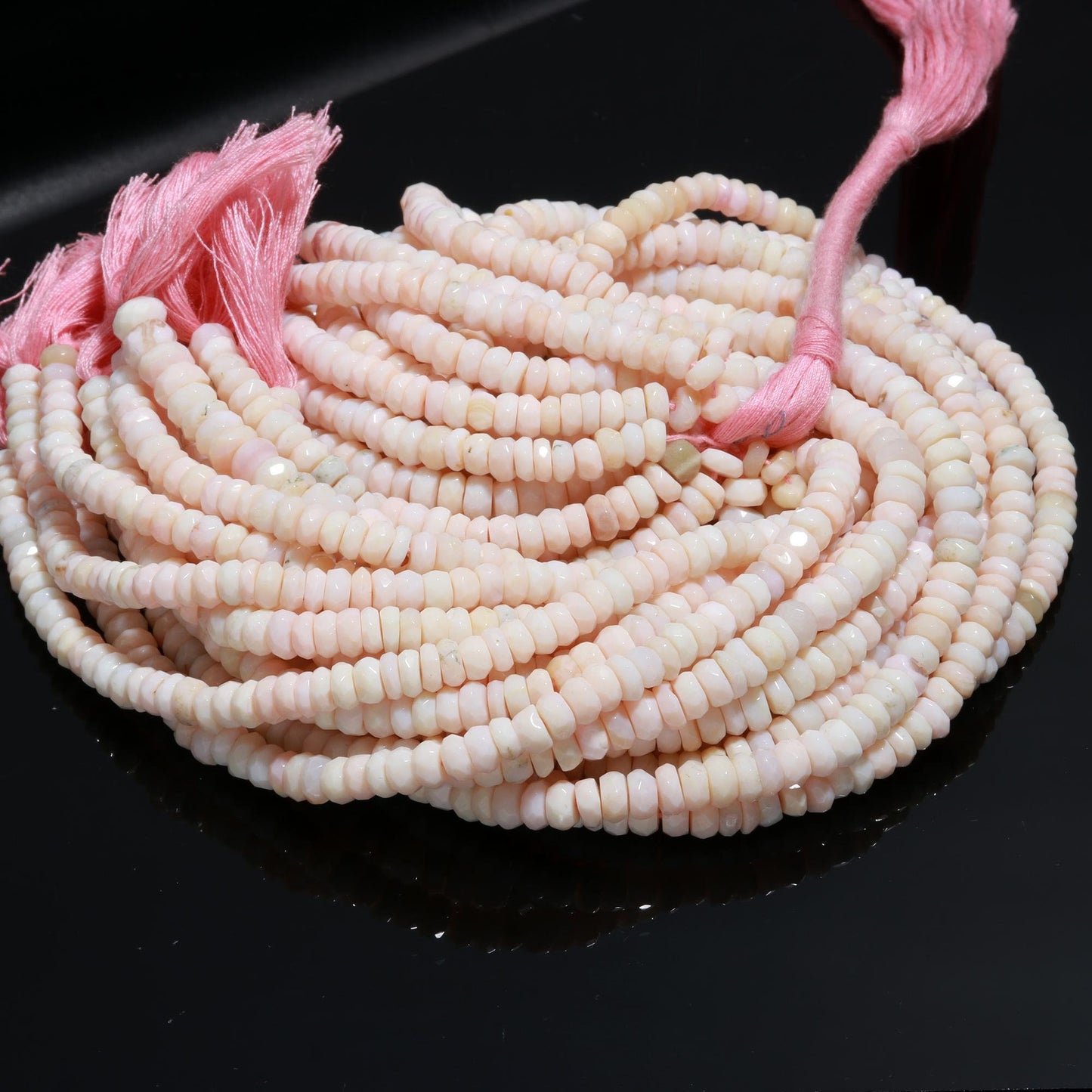 Pink Opal Faceted Rondelle Beads Natural Pink Opal Rondelle Beads 5-6 MM Opal Gemstone Beads for Jewelry Necklace Bracelet Pendant Making