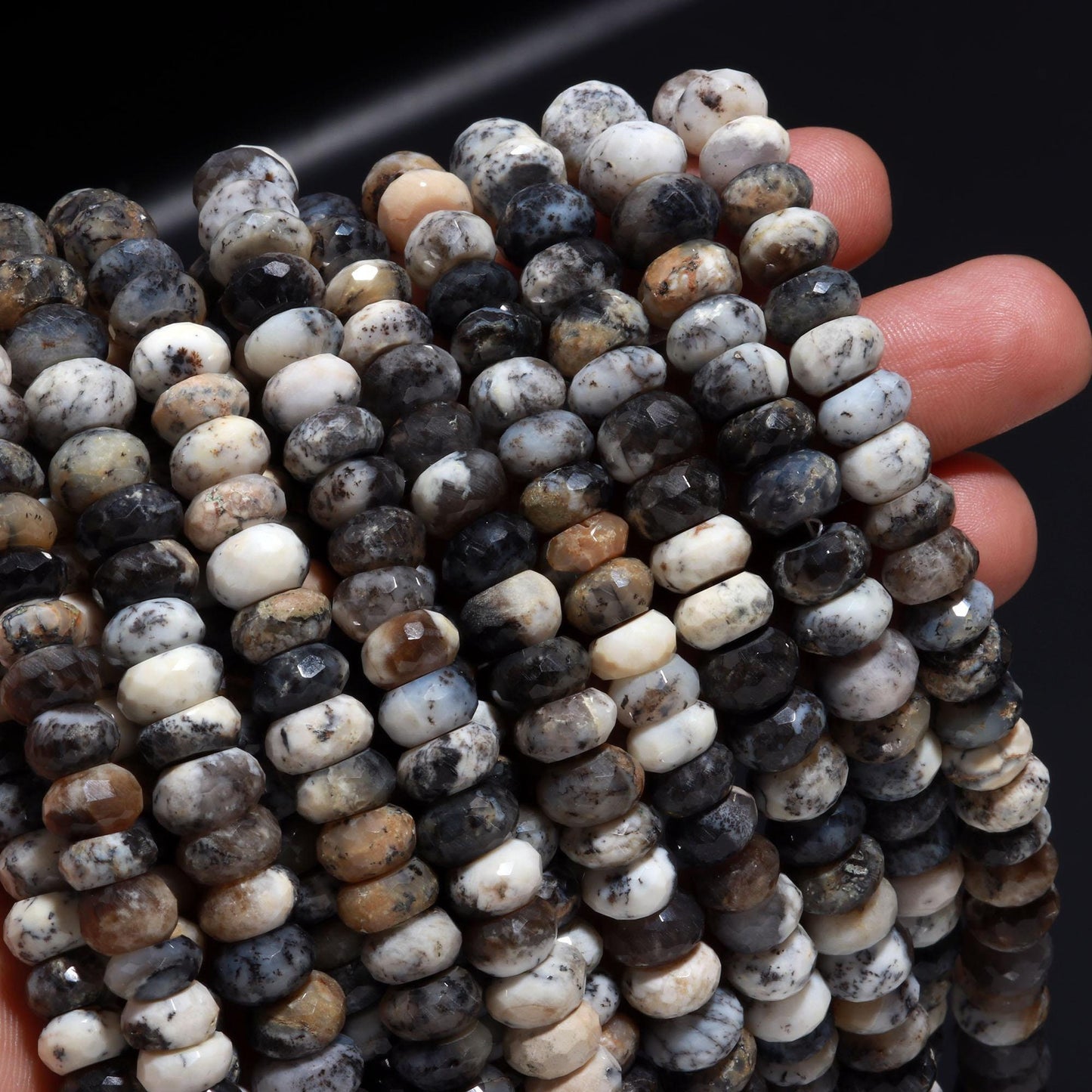 Dendrite Opal Faceted Rondelle Beads Natural Dendrite Opal 9 MM Rondelle Gemstone Beads for Handmade Designer Jewelry Necklace Bracelet