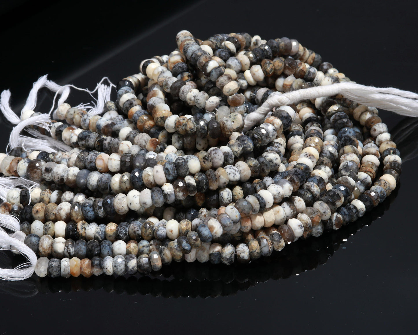 Dendrite Opal Faceted Rondelle Beads Natural Dendrite Opal 9 MM Rondelle Gemstone Beads for Handmade Designer Jewelry Necklace Bracelet