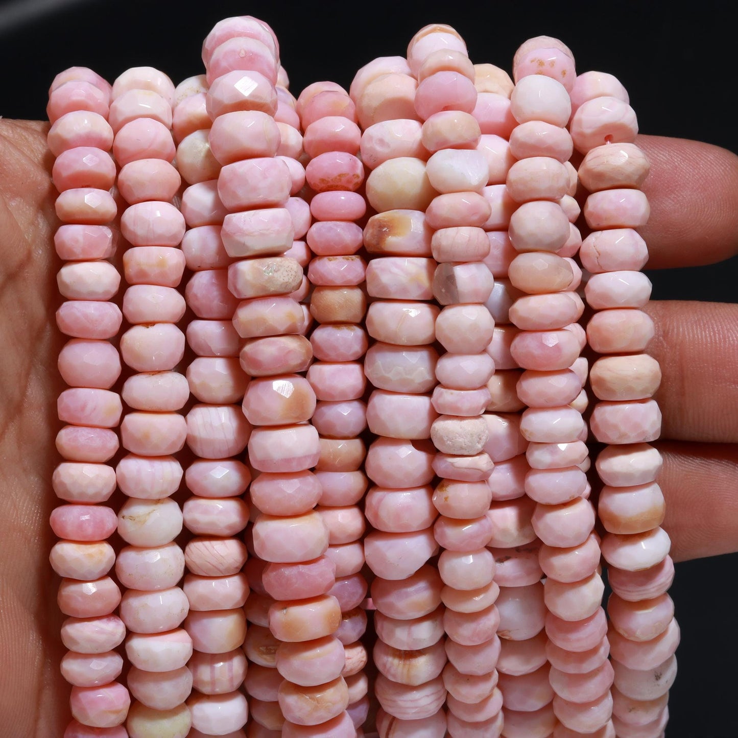Pink Opal Faceted Rondelle Beads Natural Pink Opal 7 MM Rondelle Gemstone for Handmade Designer Jewelry Necklace Pendant Bracelet Making
