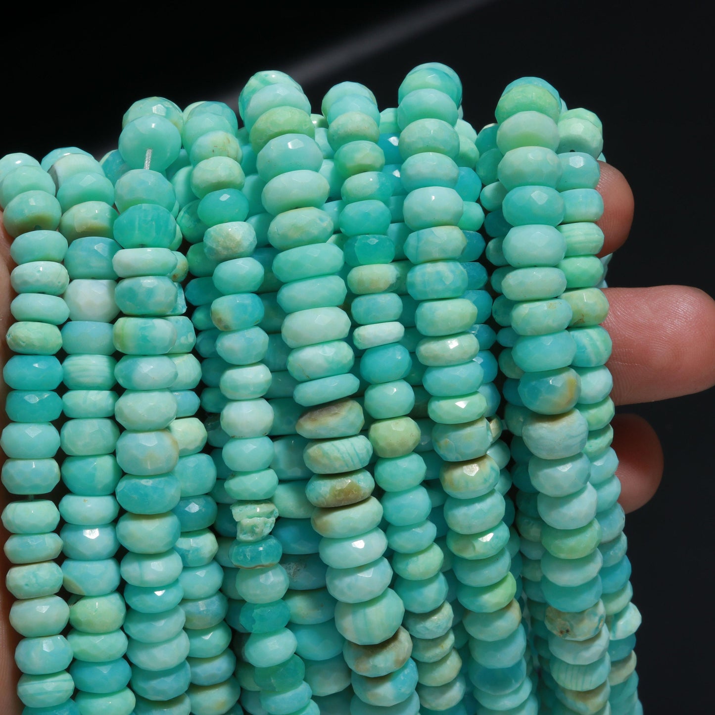 Peru Opal Faceted Rondelle Beads Natural Peru Opal 8 MM Rondelle Gemstone Beads for Designer Handmade Jewelry Necklace Bracelet Making Craft