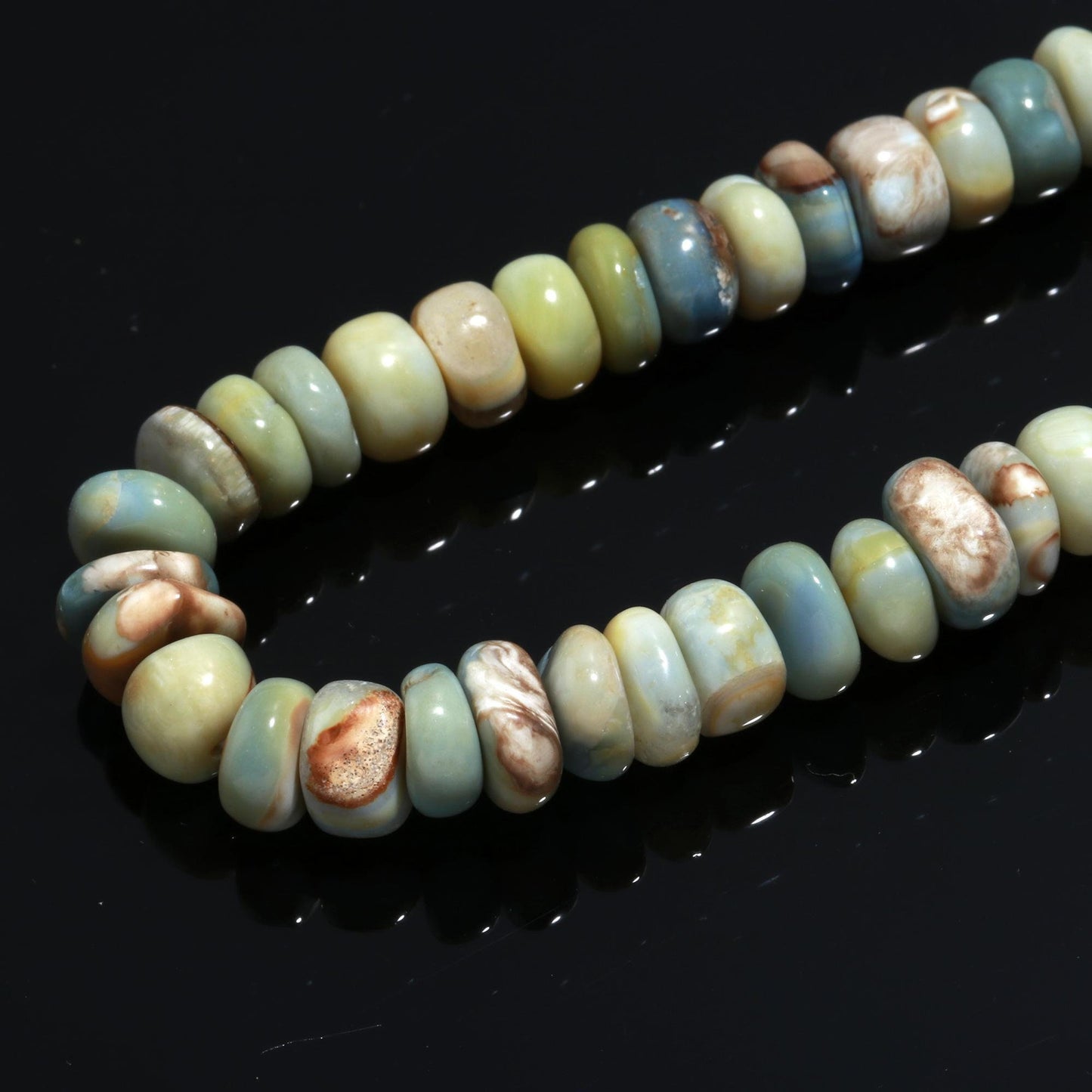Cat's Eye Opal Smooth 8-9 MM Rondelle Beads Green Dot Plain Rondelle Opal Beads Smooth Opal Beads for Jewelry Necklace Bracelet Making Craft