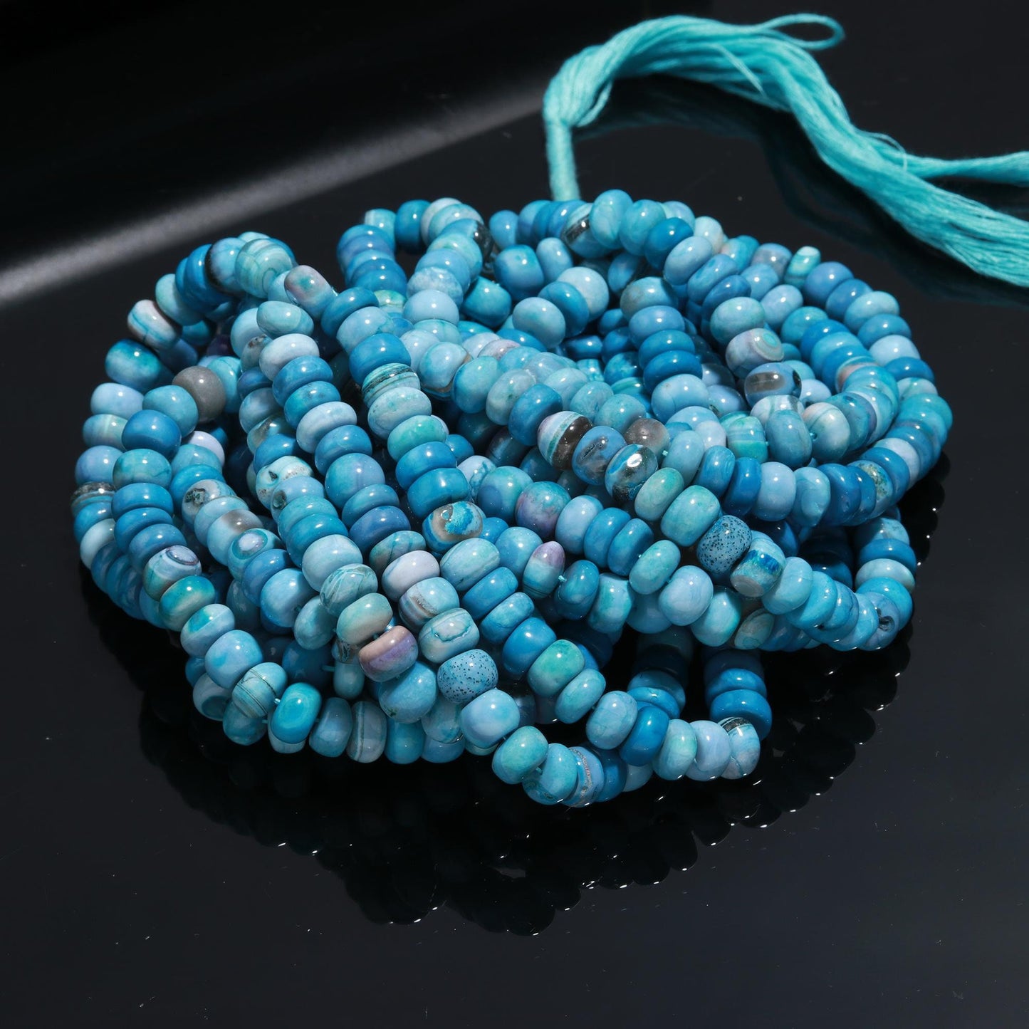 Blue Opal Smooth Rondelle Beads Royal Blue Opal Beads Royal Blue Rondelle 9-10 MM Gemstone Beads for Handmade Jewelry Necklace Making Craft