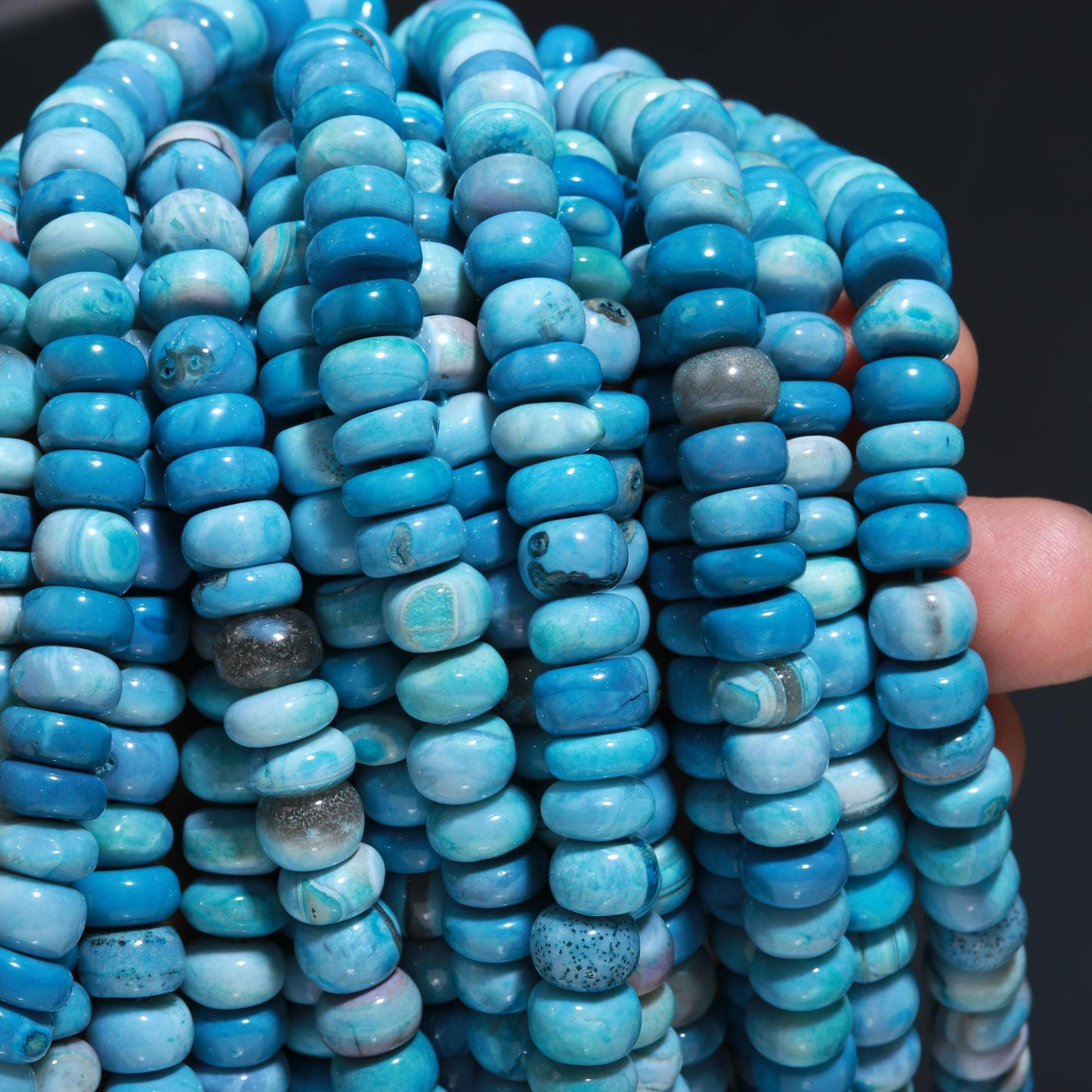 Blue Opal Smooth Rondelle Beads Royal Blue Opal Beads Royal Blue Rondelle 9-10 MM Gemstone Beads for Handmade Jewelry Necklace Making Craft