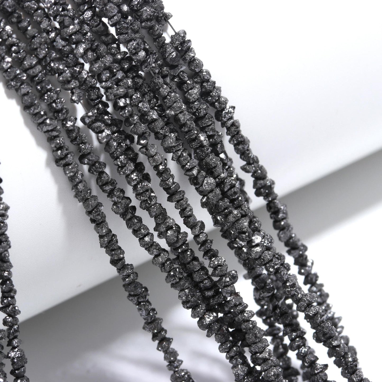 Black Diamond Uncut Beads Natural Diamond Raw Beads 2.5-3.5 MM Natural Black Diamond Raw Uncut Chips Beads for Designer Jewelry Making Craft