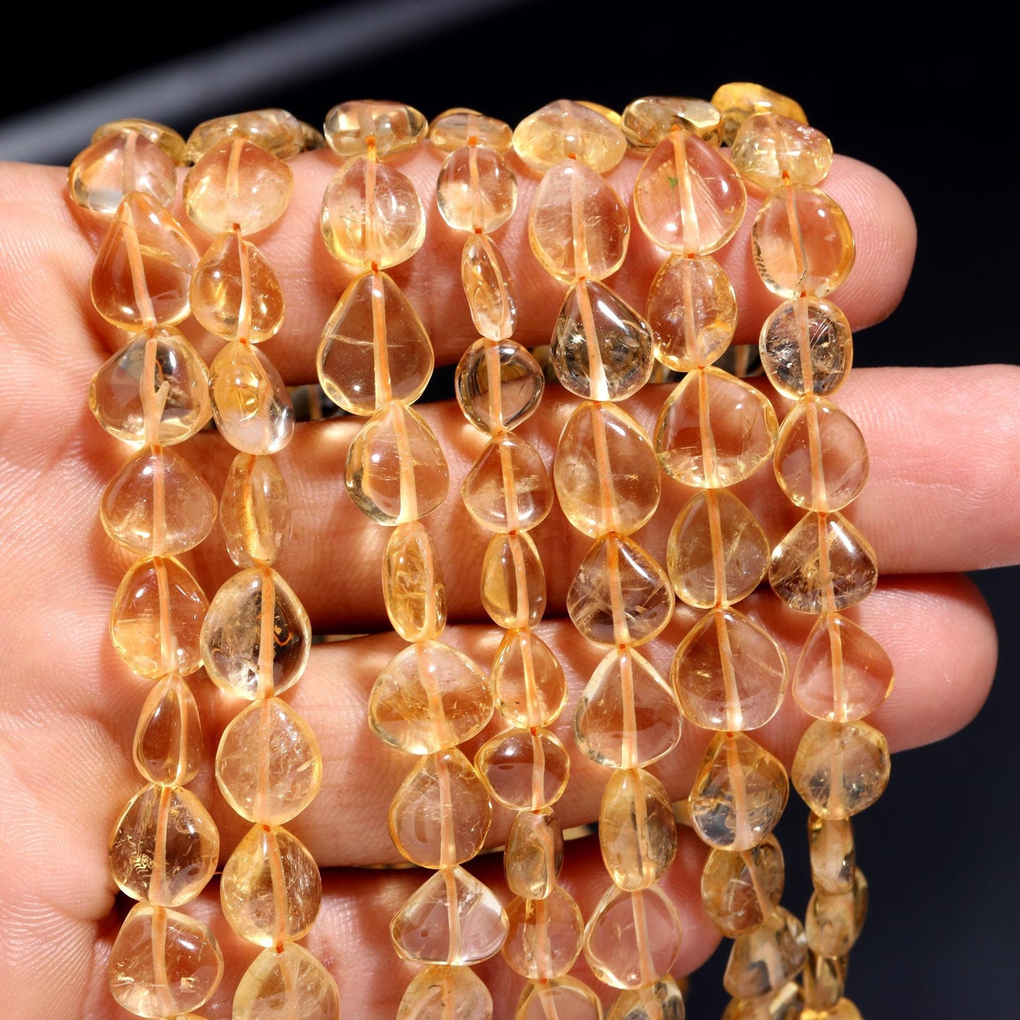 Citrine Smooth Heart Shape Beads AAA+ Natural 12" Citrine Heart Beads 7x9 MM & 9X11 MM Citrine Plain Heart Shape for Designer Jewelry Making