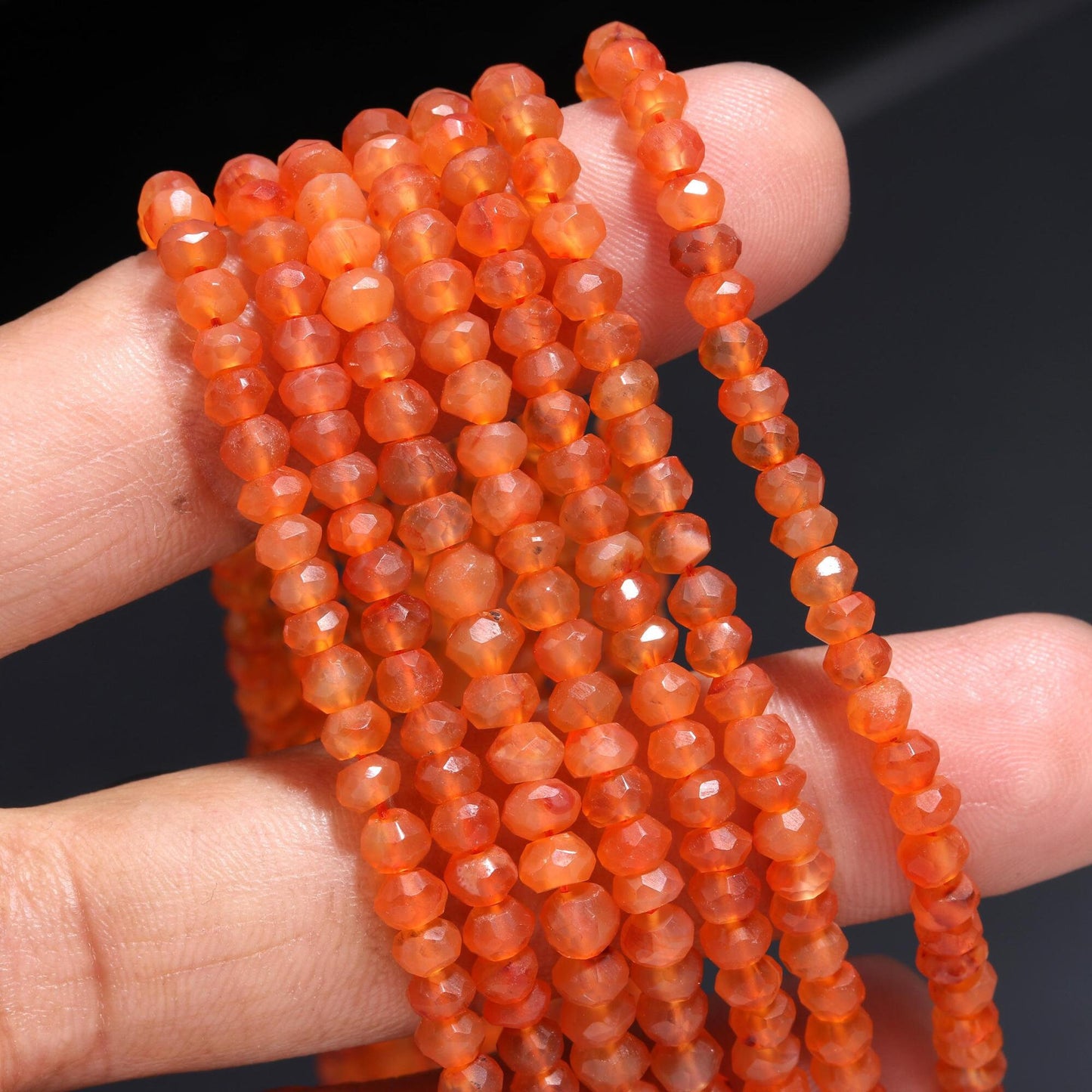 Carnelian Faceted Rondelle Beads Natural Caroline Rondelle Beads Natural Carnelian Beads for Designer Jewelry Making Necklace and Craft
