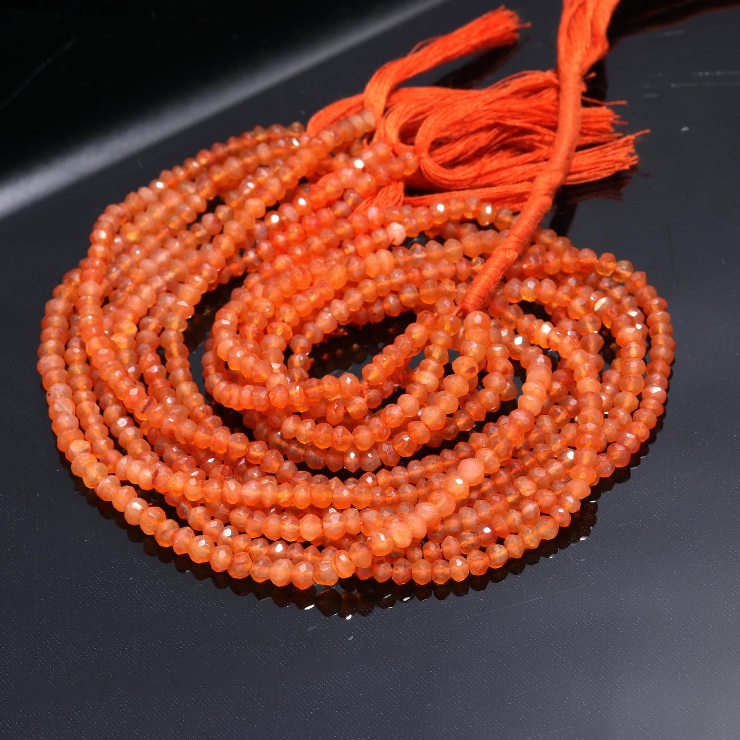 Carnelian Faceted Rondelle Beads Natural Caroline Rondelle Beads Natural Carnelian Beads for Designer Jewelry Making Necklace and Craft