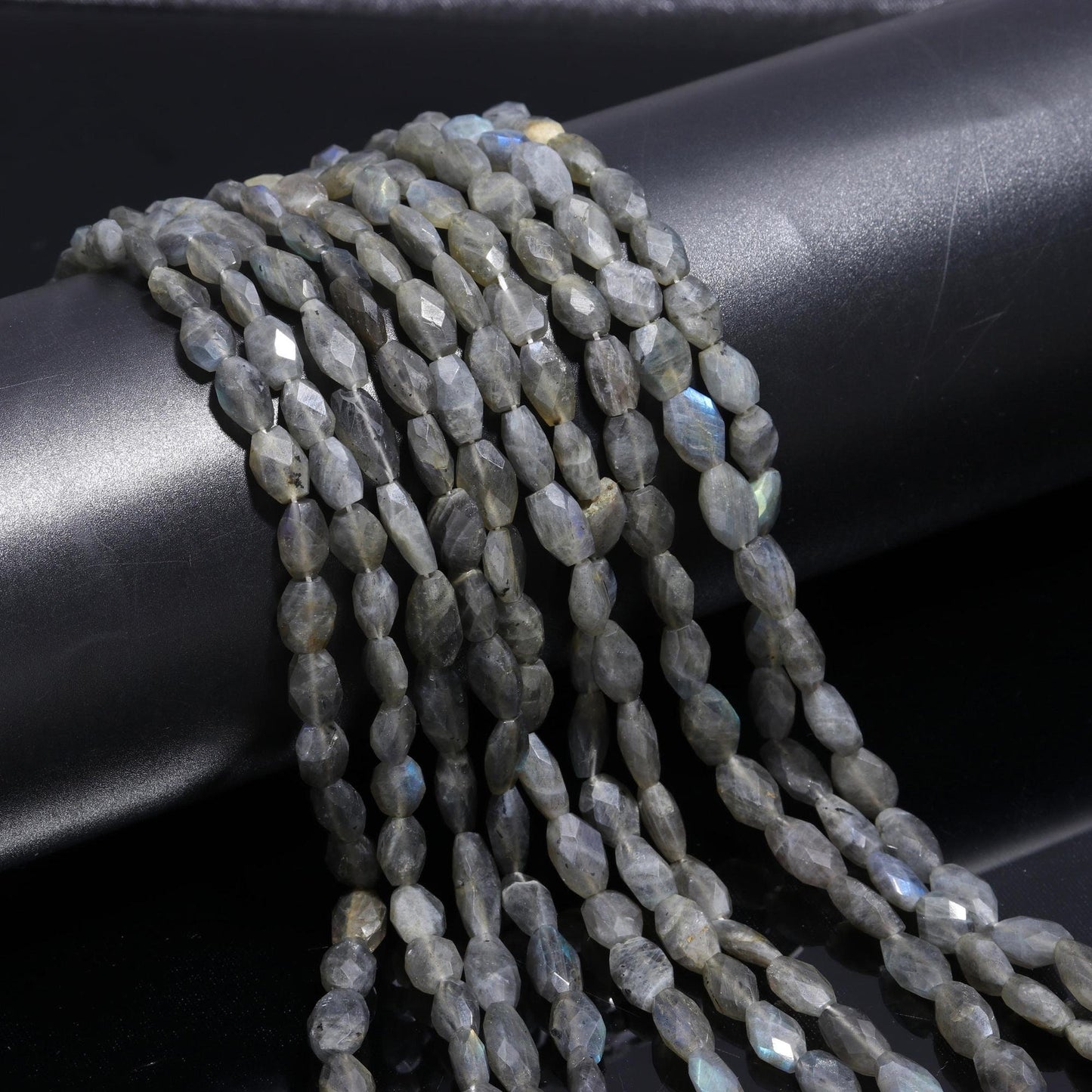 Labradorite Oval Shape Beads Flashy Labradorite Faceted Oval Shape Natural Black Moonstone for Handmade Jewelry Necklace Earrings Making