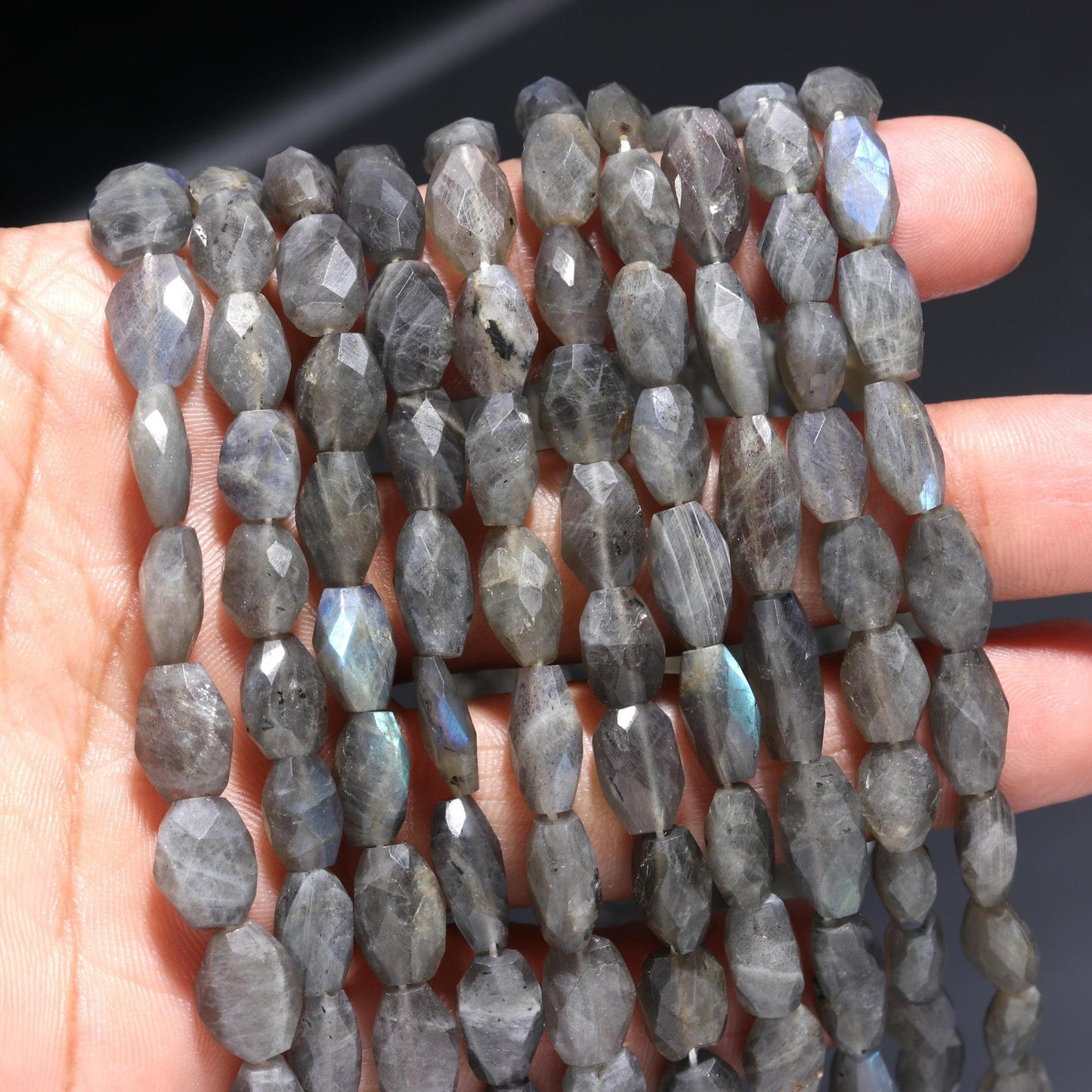 Labradorite Oval Shape Beads Flashy Labradorite Faceted Oval Shape Natural Black Moonstone for Handmade Jewelry Necklace Earrings Making