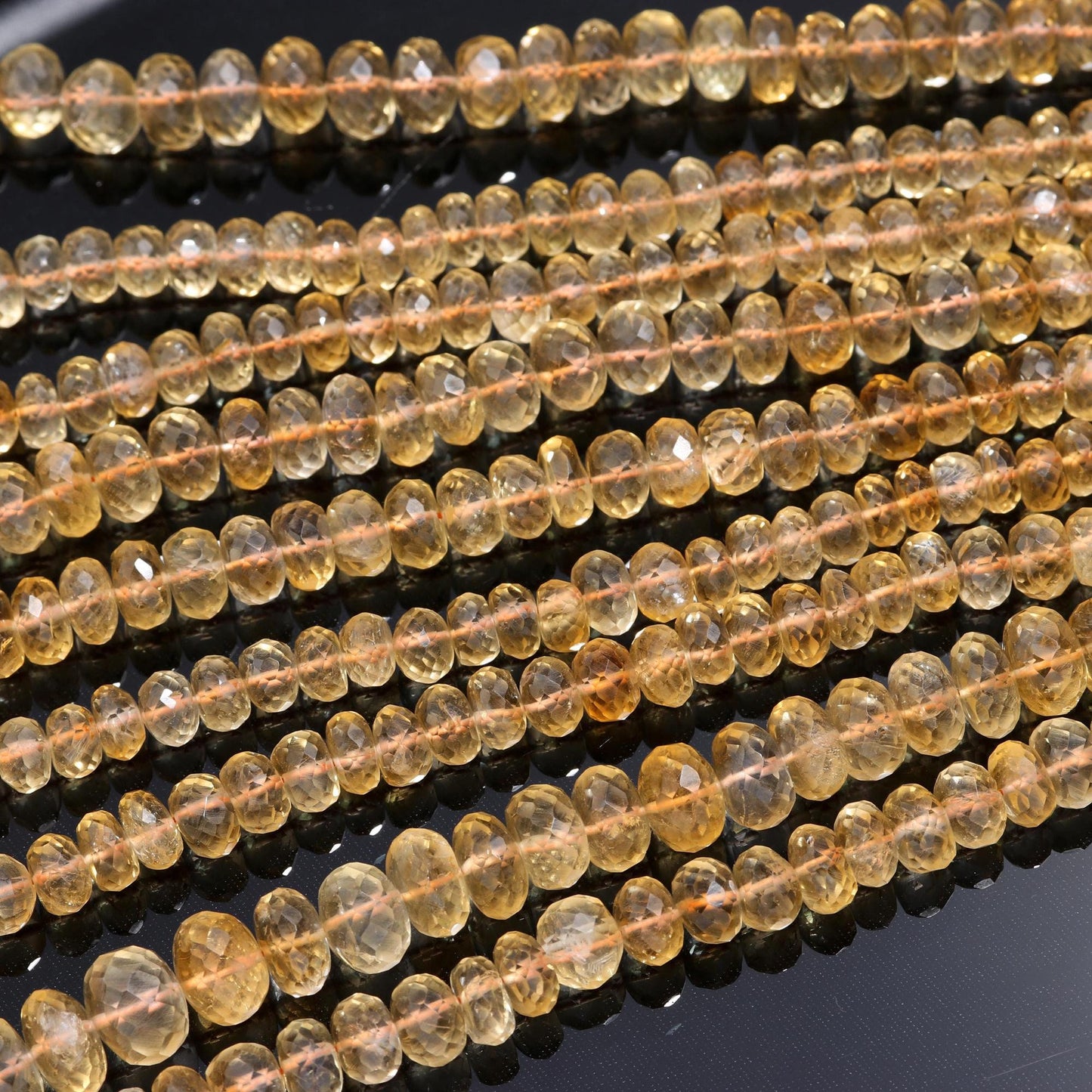 AAA Citrine Faceted Rondelle Beads Natural Citrine Gemstone Beads, 6-7/7-8/8-9 MM Citrine Rondelle Beads, 10” Golden Citrine Faceted Beads