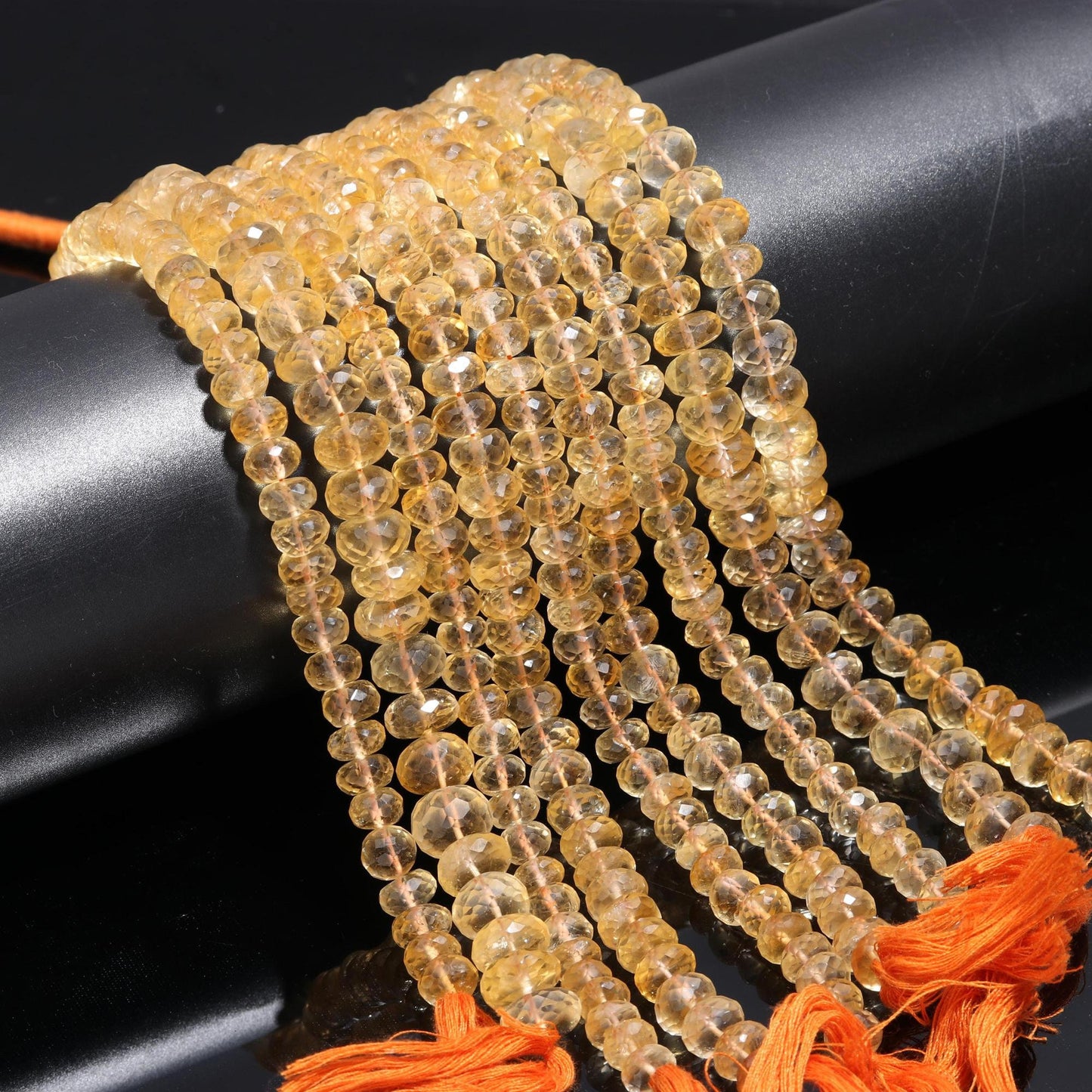 AAA Citrine Faceted Rondelle Beads Natural Citrine Gemstone Beads, 6-7/7-8/8-9 MM Citrine Rondelle Beads, 10” Golden Citrine Faceted Beads