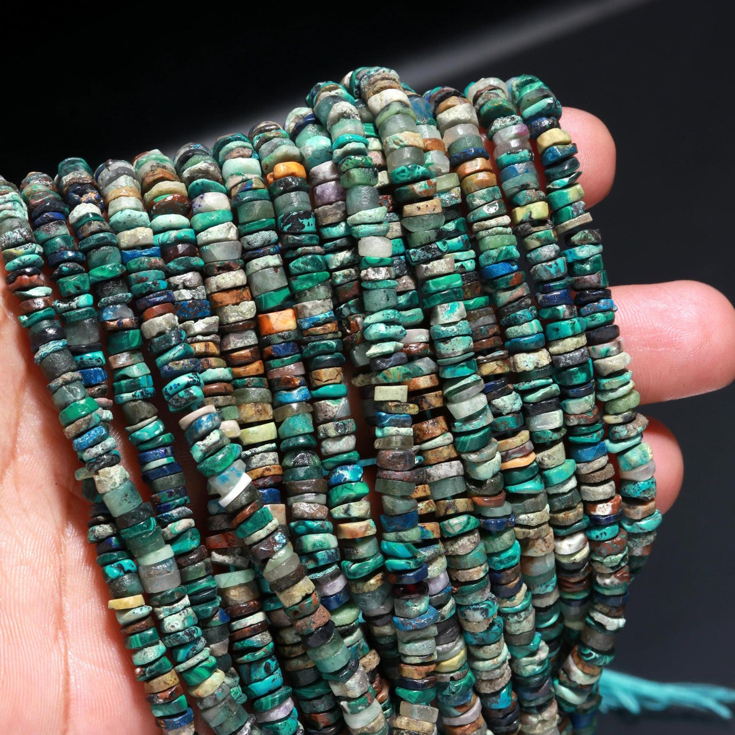 Chrysocolla Heishi Washer Beads Natural Crysocolla Washer Beads AAA Quality 16 Inch Heishi Washer Chrysocolla Beads for Jewelry Making Craft