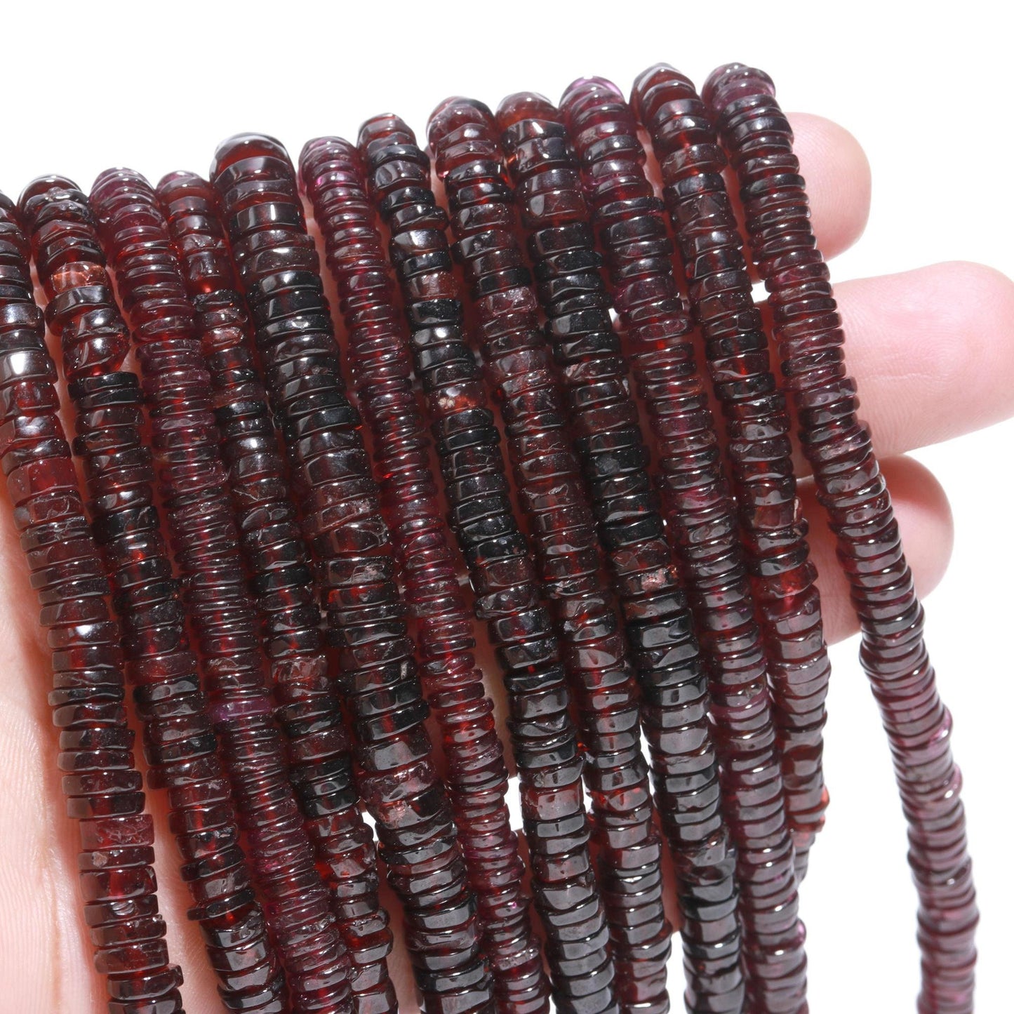 Garnet Heishi Washer Beads Natural Garnet Heishi Washer Beads Excellent Quality 16 Inch Washer Natural Garnet Beads for Jewelry Making Craft