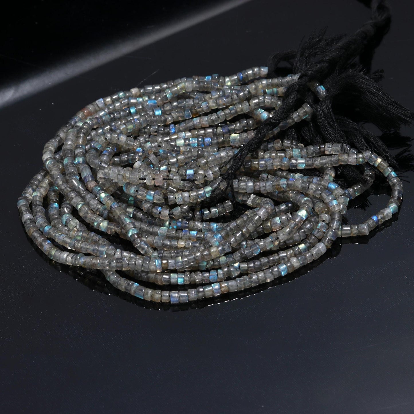 Natural Labradorite Heishi Washer Beads Labradorite Heishi Washer Beads AAA Quality 16 Inch Heishi Labradorite Beads Black Moonstone Washer