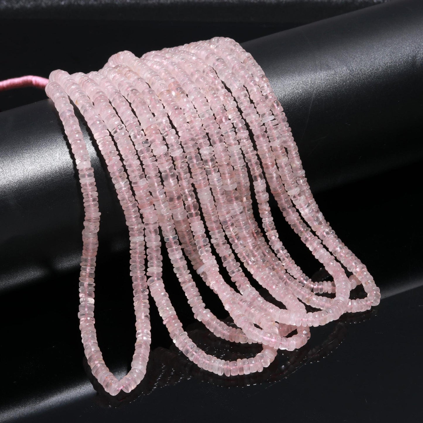Rose Quartz Heishi Washer Beads Excellent Quality Natural Rose Quartz Washer Bead 16 Inch Heishi Washer Rose Quartz Beads for Jewelry Making