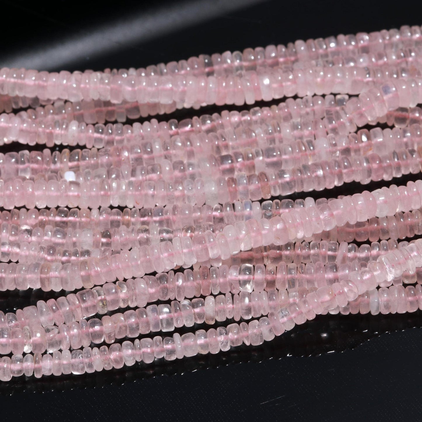 Rose Quartz Heishi Washer Beads Excellent Quality Natural Rose Quartz Washer Bead 16 Inch Heishi Washer Rose Quartz Beads for Jewelry Making