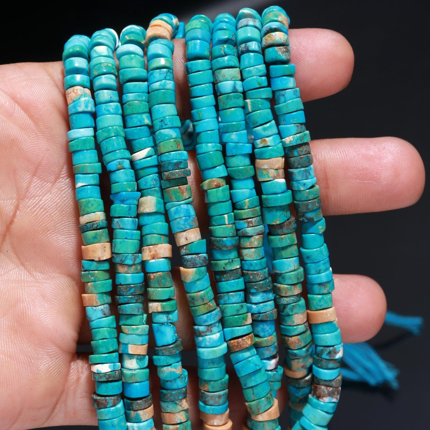 Turquoise Heishi Washer Beads Turquoise Smooth Washer Beads Heishi Washer Turquoise Tyre Beads for Jewelry Necklace & Bracelet Making Craft