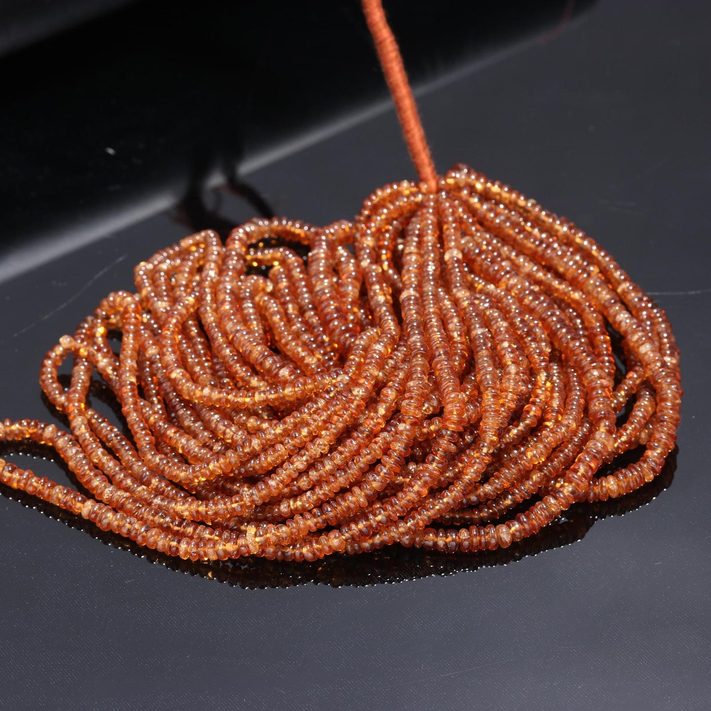 Hessonite Garnet Heishi Washer Beads Natural 4-5 MM Hessonite Smooth Tyre Shape Beads 16" Strand Garnet Beads for Handmade Jewelry Making