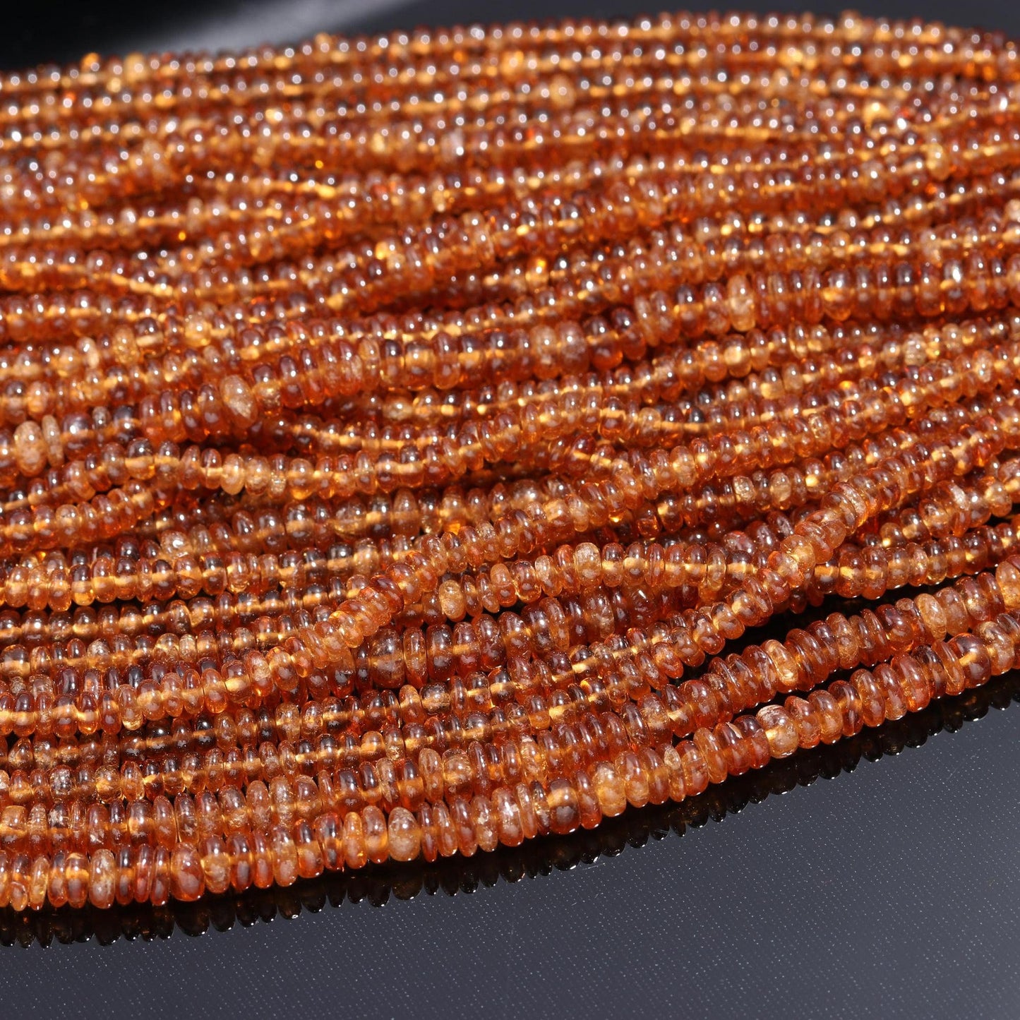 Hessonite Garnet Heishi Washer Beads Natural 4-5 MM Hessonite Smooth Tyre Shape Beads 16" Strand Garnet Beads for Handmade Jewelry Making