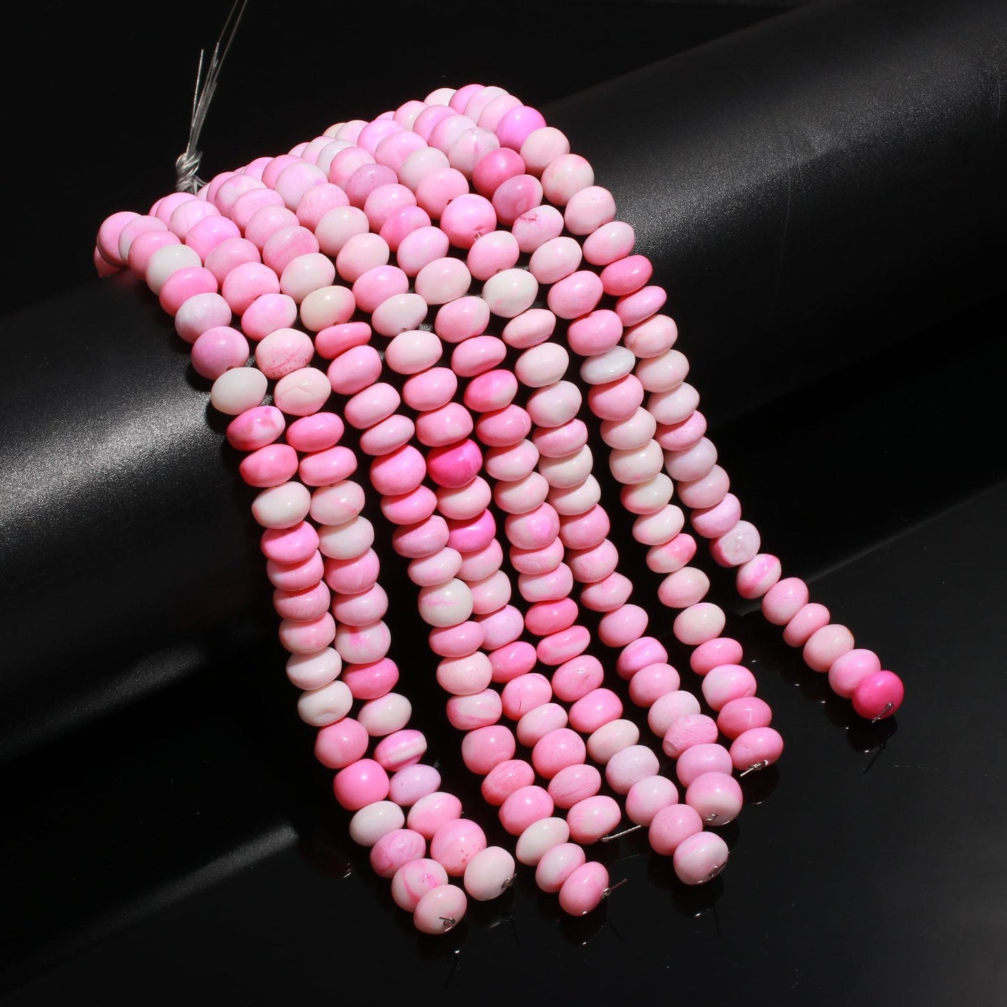Shaded Pink Opal Smooth Rondelle Beads Pink Opal Opal 9-10 MM Rondelle Gemstone Beads for Handmade Designer Jewelry Necklace Bracelet Making