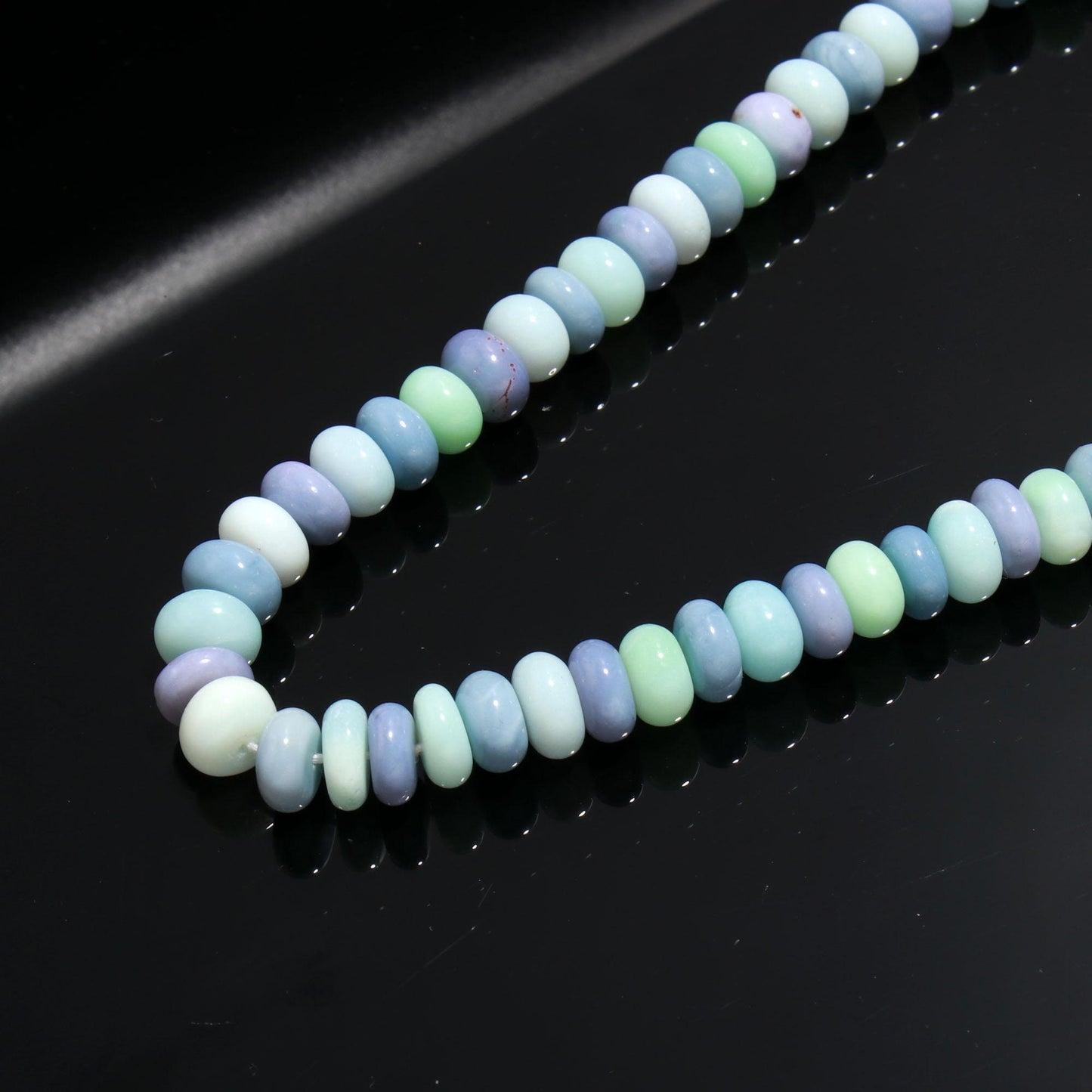 Multi Color Opal Smooth Rondelle Beads Blue Sky Blue Green Mix Opal 8-9 MM Rondelle Gemstone Bead for Jewelry Necklace Bracelet Making Craft