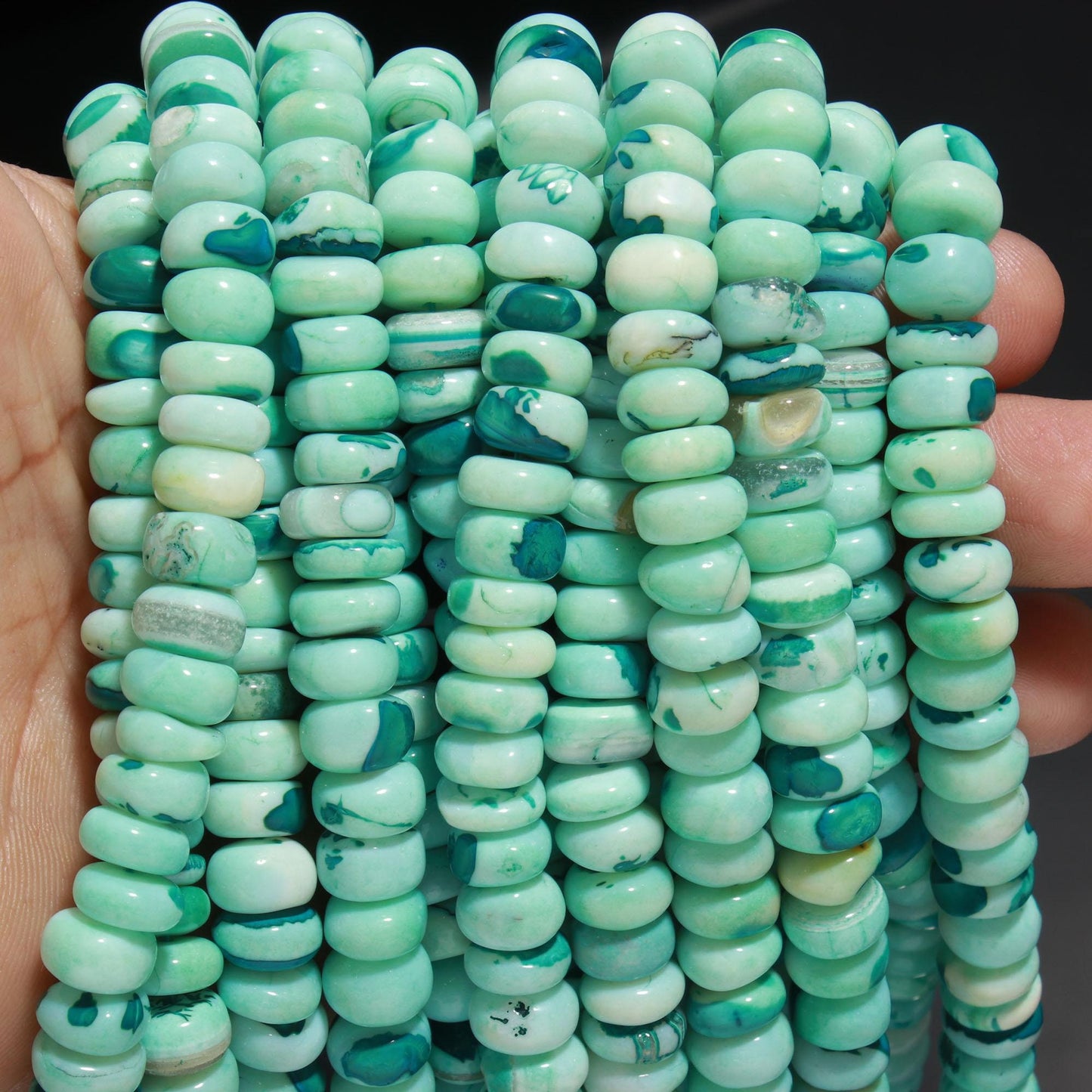 Larimar Opal Smooth Rondelle Beads Larimer Opal 9-10 MM Rondelle Gemstone Beads for Handmade Designer Jewelry Necklace Bracelet Making Craft