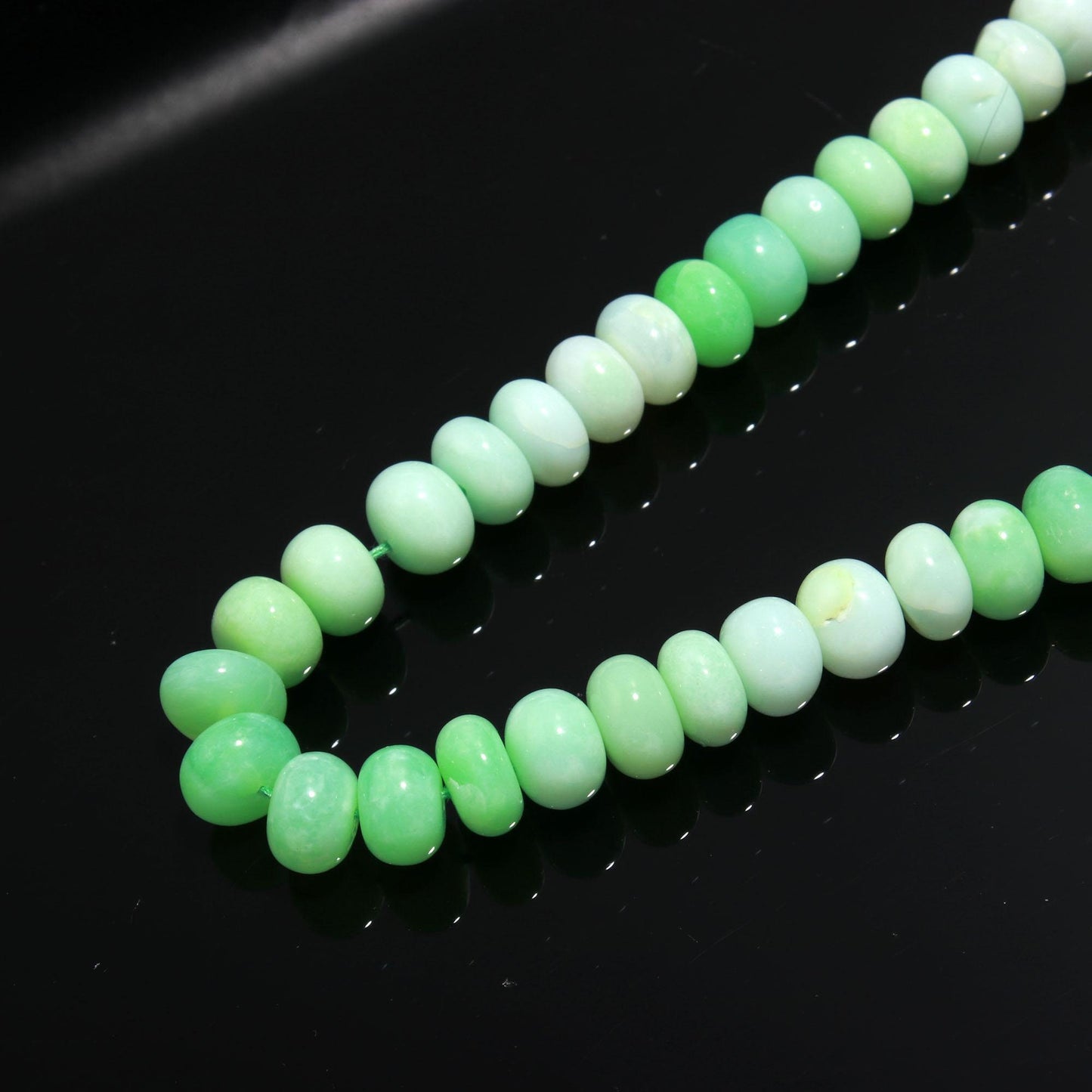 Shaded Green Opal Smooth Rondelle Beads Green Opal Shaded 8-9 MM Rondelle Gemstone Beads for Handmade Jewelry Necklace Bracelet Making Craft