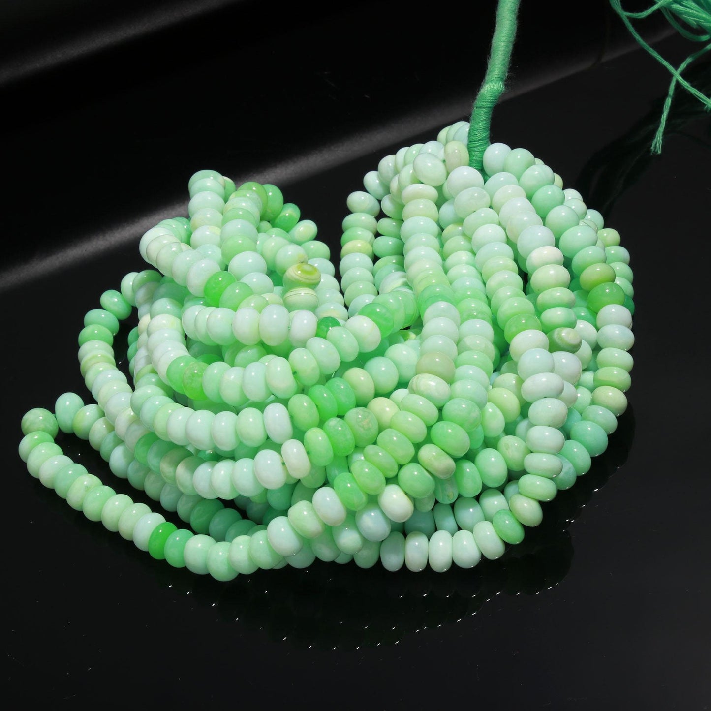 Shaded Green Opal Smooth Rondelle Beads Green Opal Shaded 8-9 MM Rondelle Gemstone Beads for Handmade Jewelry Necklace Bracelet Making Craft