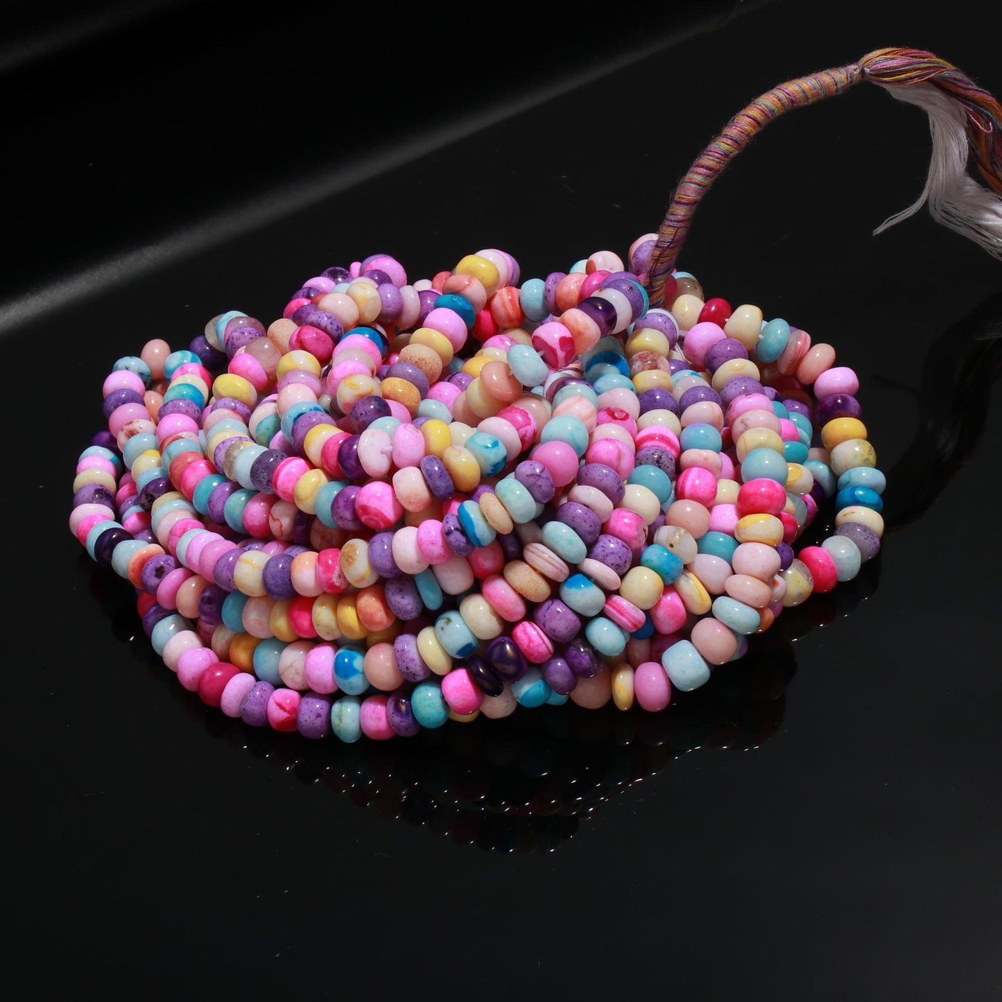 Multi Color Opal Smooth Rondelle Shape Colorful Disco Gemstone Rondelle 9 MM Beads Opal for Handmade Jewelry Necklace Bracelet Making Craft