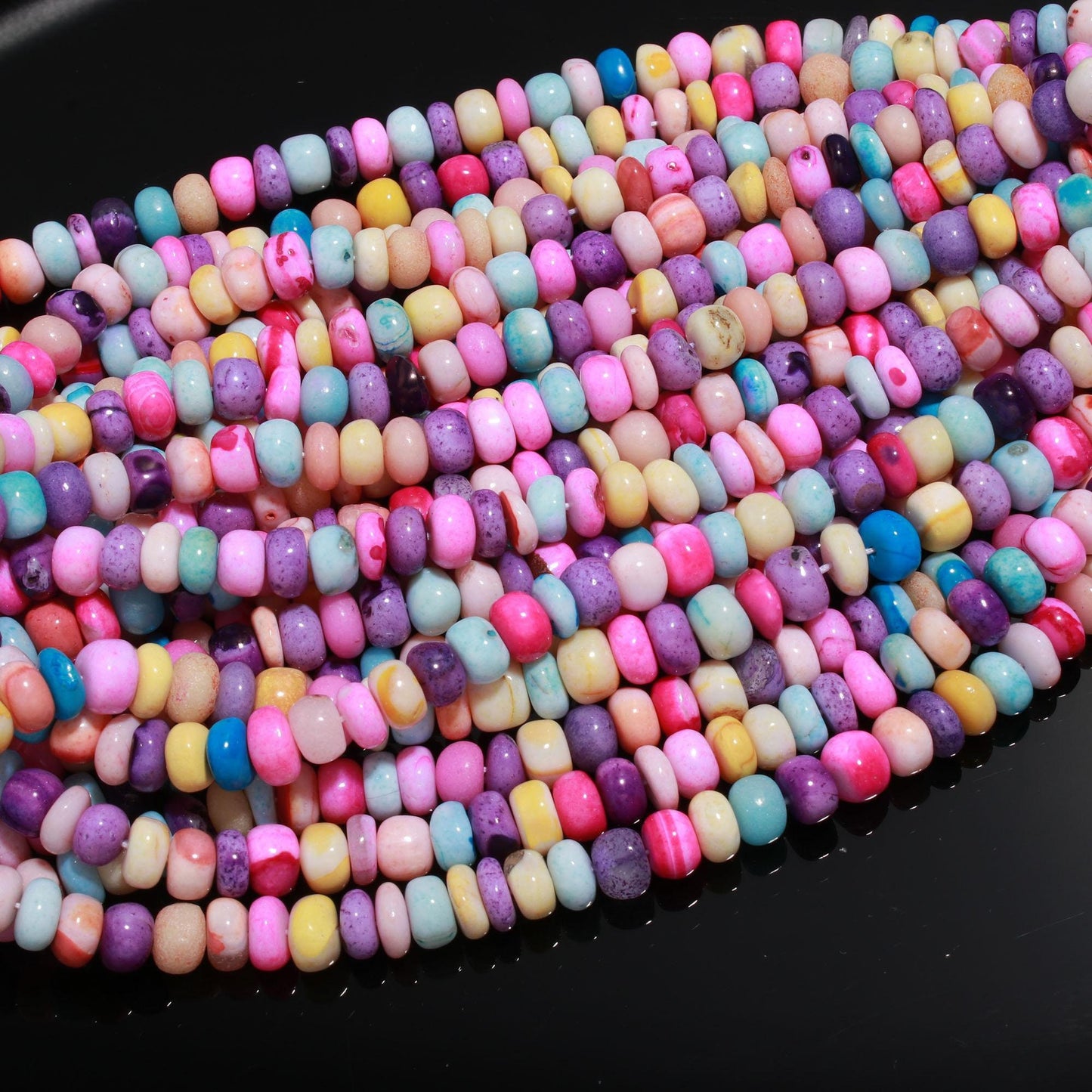Multi Color Opal Smooth Rondelle Shape Colorful Disco Gemstone Rondelle 9 MM Beads Opal for Handmade Jewelry Necklace Bracelet Making Craft