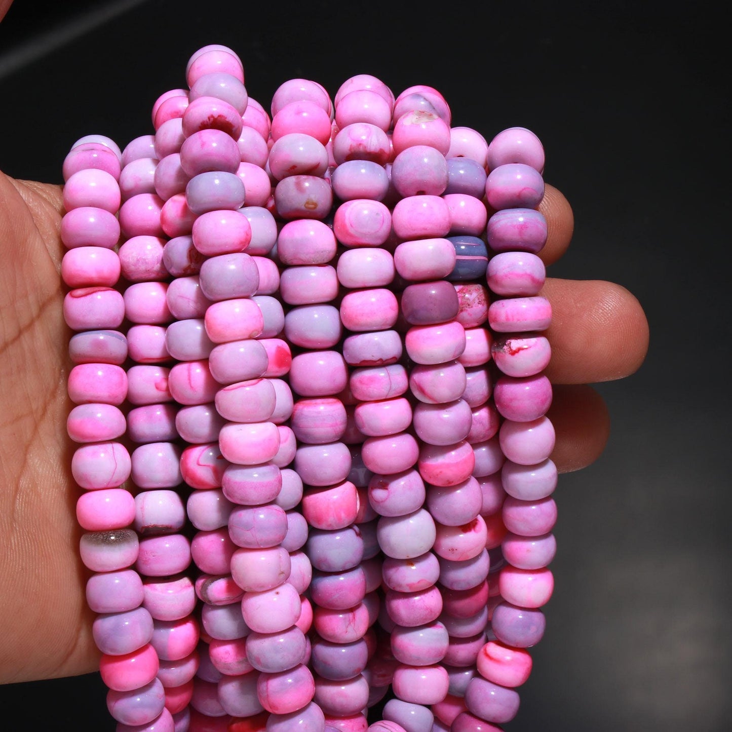 Pink Purple Opal Smooth Rondelle Beads Lavender Opal Rondelle 9 MM Gemstone Beads for Handmade Designer Jewelry Necklace Bracelet Making