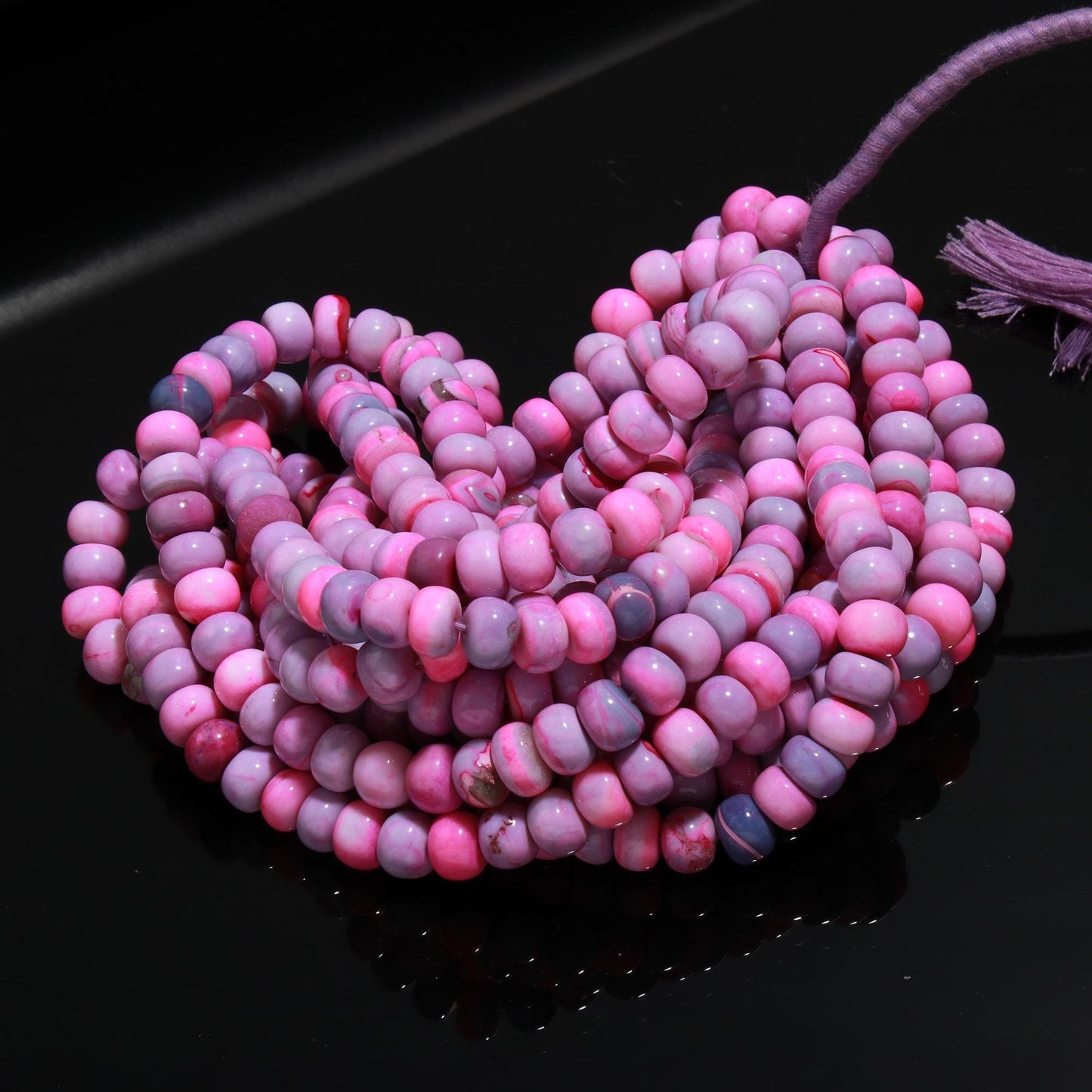 Pink Purple Opal Smooth Rondelle Beads Lavender Opal Rondelle 9 MM Gemstone Beads for Handmade Designer Jewelry Necklace Bracelet Making