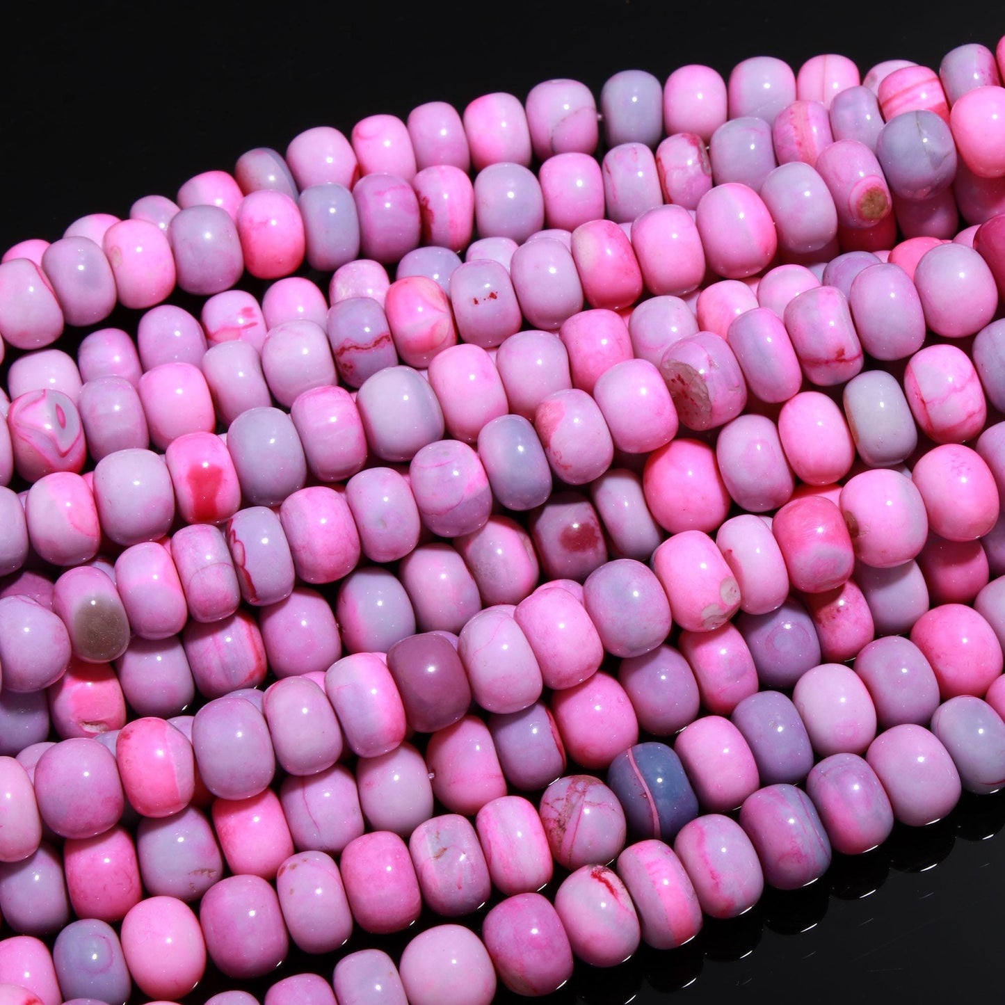 Pink Purple Opal Smooth Rondelle Beads Lavender Opal Rondelle 9 MM Gemstone Beads for Handmade Designer Jewelry Necklace Bracelet Making