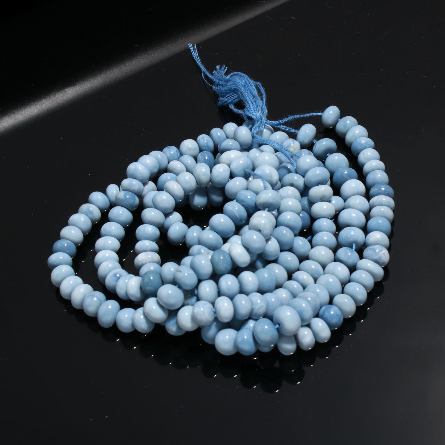 Grey Blue Opal Smooth Rondelle Beads Shaded Grey Blue Opal Rondelle 8-9 MM Gemstone Bead for Handmade Jewelry Necklace Bracelet Making Craft