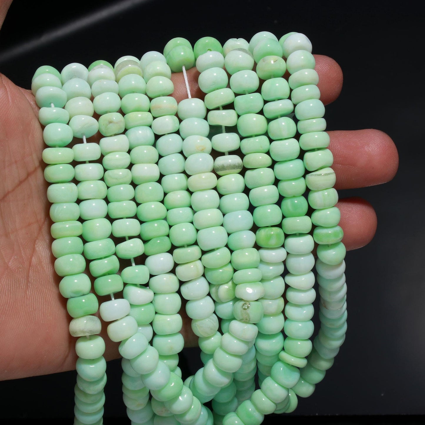 Green Opal Shaded Smooth Rondelle 8-9 MM Beads Green Opal Smooth Beads for Handmade Designer Jewelry Necklace Bracelet Making & Reselling