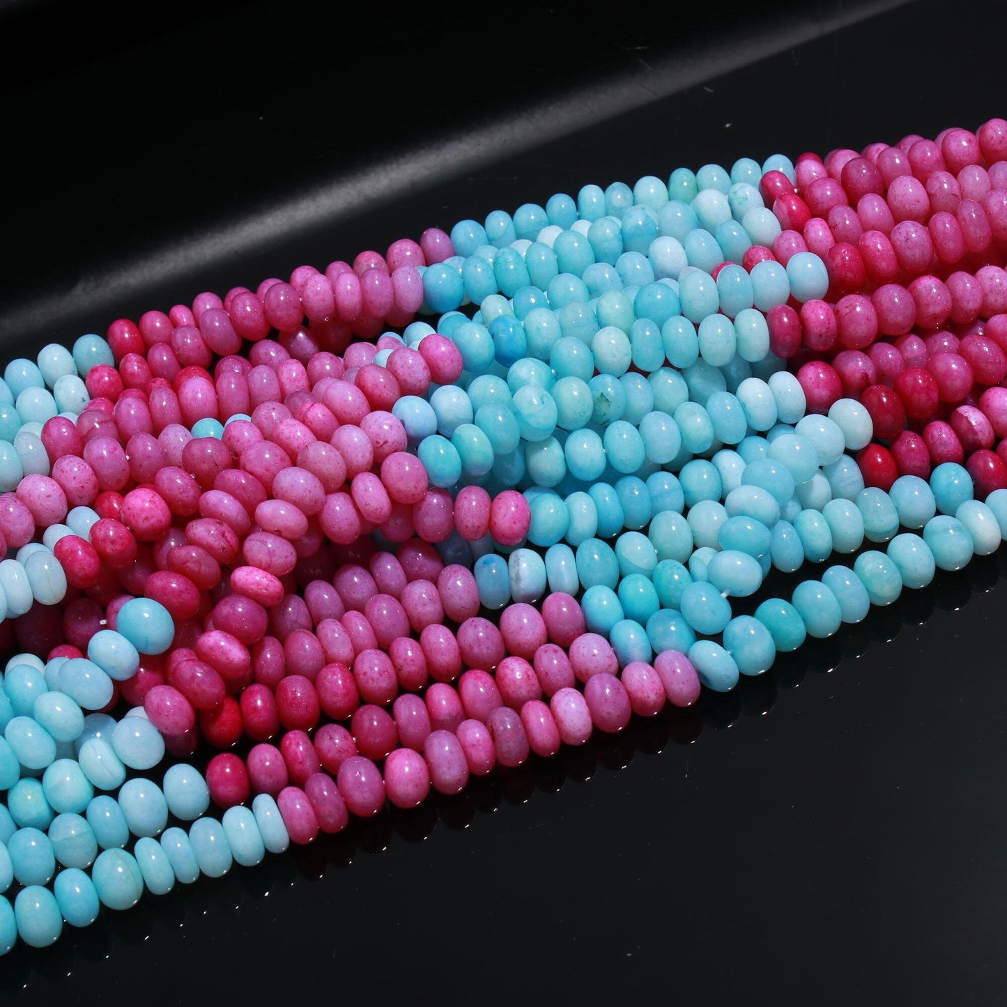 Pink Blue Color Opal Smooth Beads 7 MM Opal Smooth Rondelle Gemstone Beads for Designer Jewelry Necklace Bracelet Making Craft & Reselling