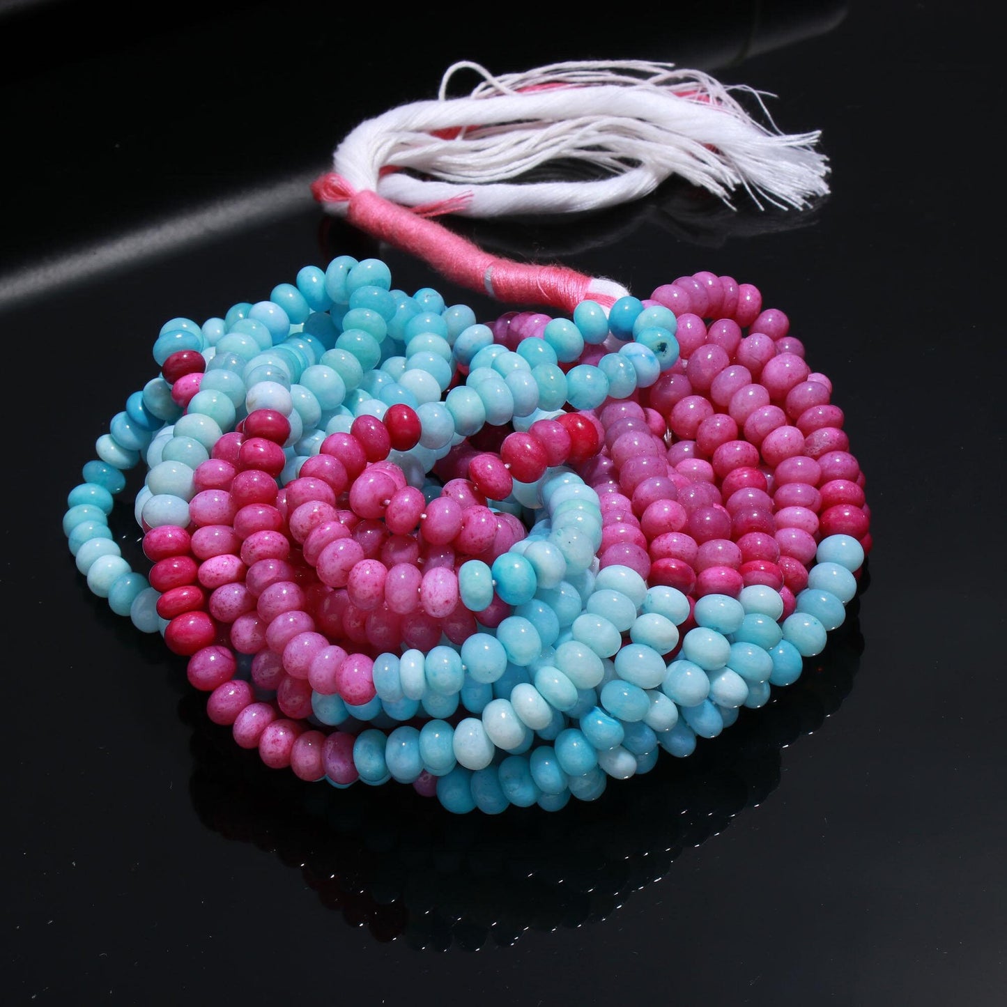 Pink Blue Color Opal Smooth Beads 7 MM Opal Smooth Rondelle Gemstone Beads for Designer Jewelry Necklace Bracelet Making Craft & Reselling
