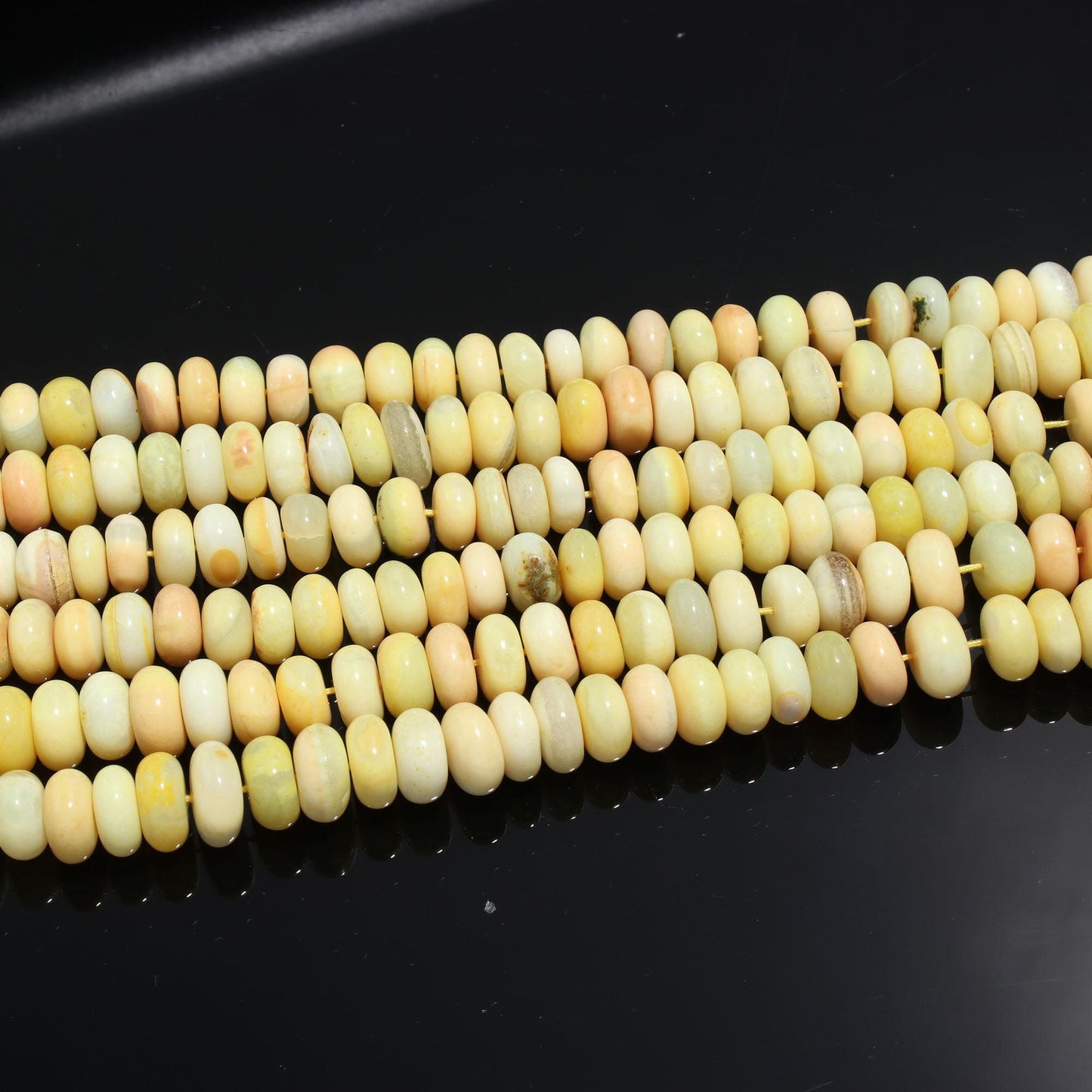 Yellow Color Opal Smooth Beads 9 MM Yellow Opal Gemstone Smooth Rondelle Beads for Handmade Jewelry Necklace Bracelet Making & Reselling