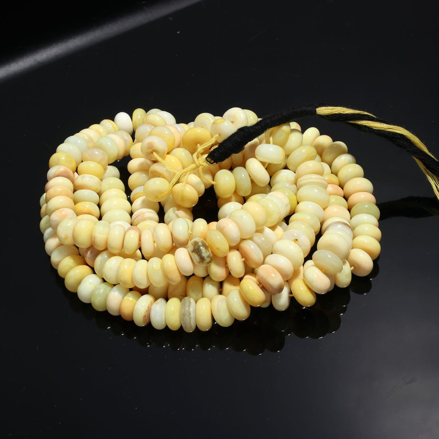 Yellow Color Opal Smooth Beads 9 MM Yellow Opal Gemstone Smooth Rondelle Beads for Handmade Jewelry Necklace Bracelet Making & Reselling