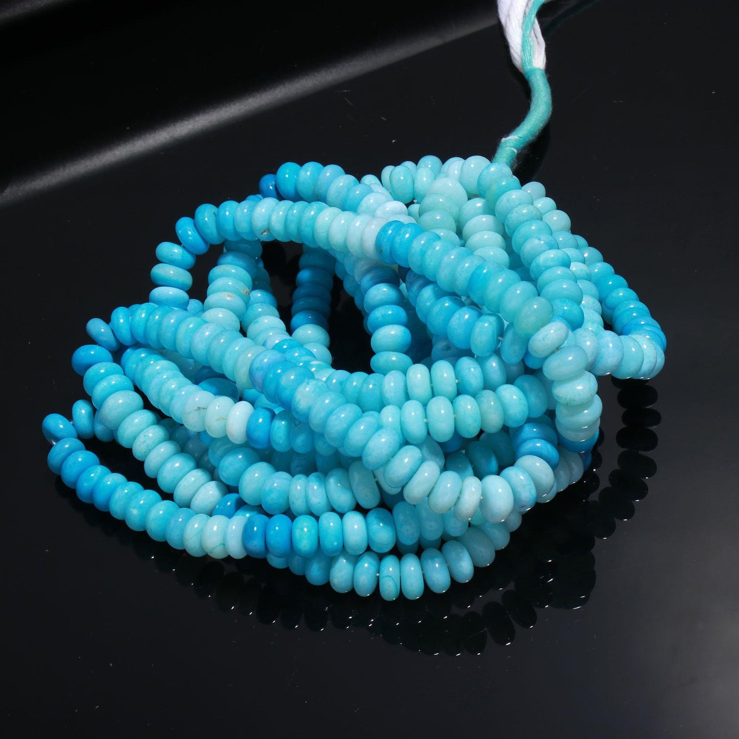 Shaded Blue Color Opal Smooth Rondelle Gemstone 10 MM Beads for Handmade Designer Jewelry Necklace Bracelet Making Craft & Reselling