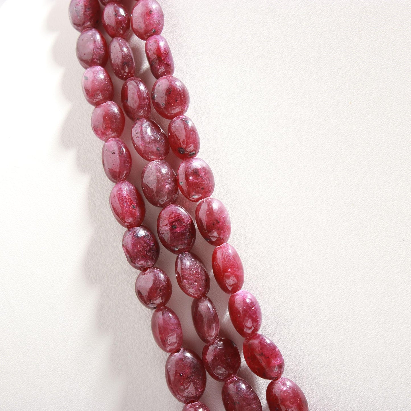 1 Strand AAA African Ruby Smooth Oval Beads, 16 Inch Natural Ruby Oval Bead Necklace with Drawstring Clasp, Natural African Mines Ruby Beads