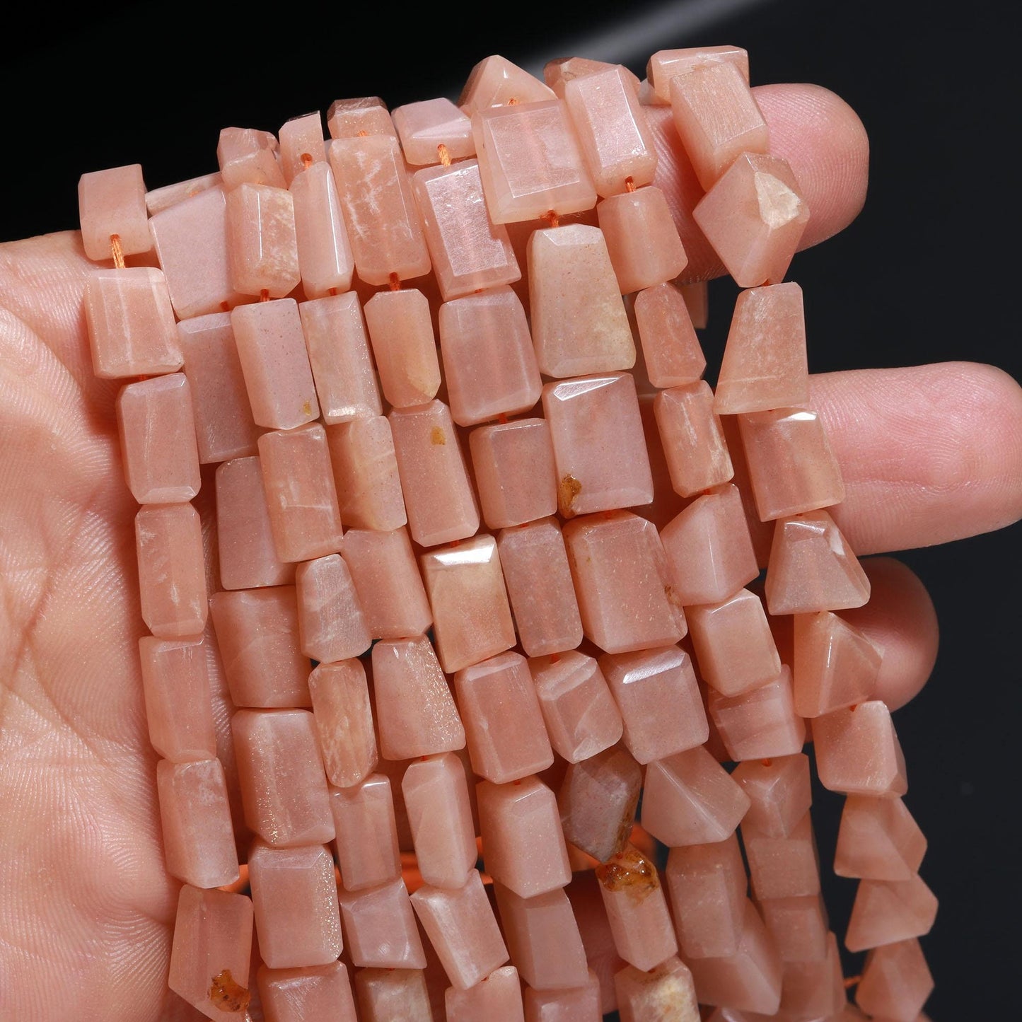 Peach Moonstone Faceted Tumble Beads Natural Peach Moonstone Gemstone Nuggets for Designer Jewelry Necklace Pendant Earrings Bracelet Making